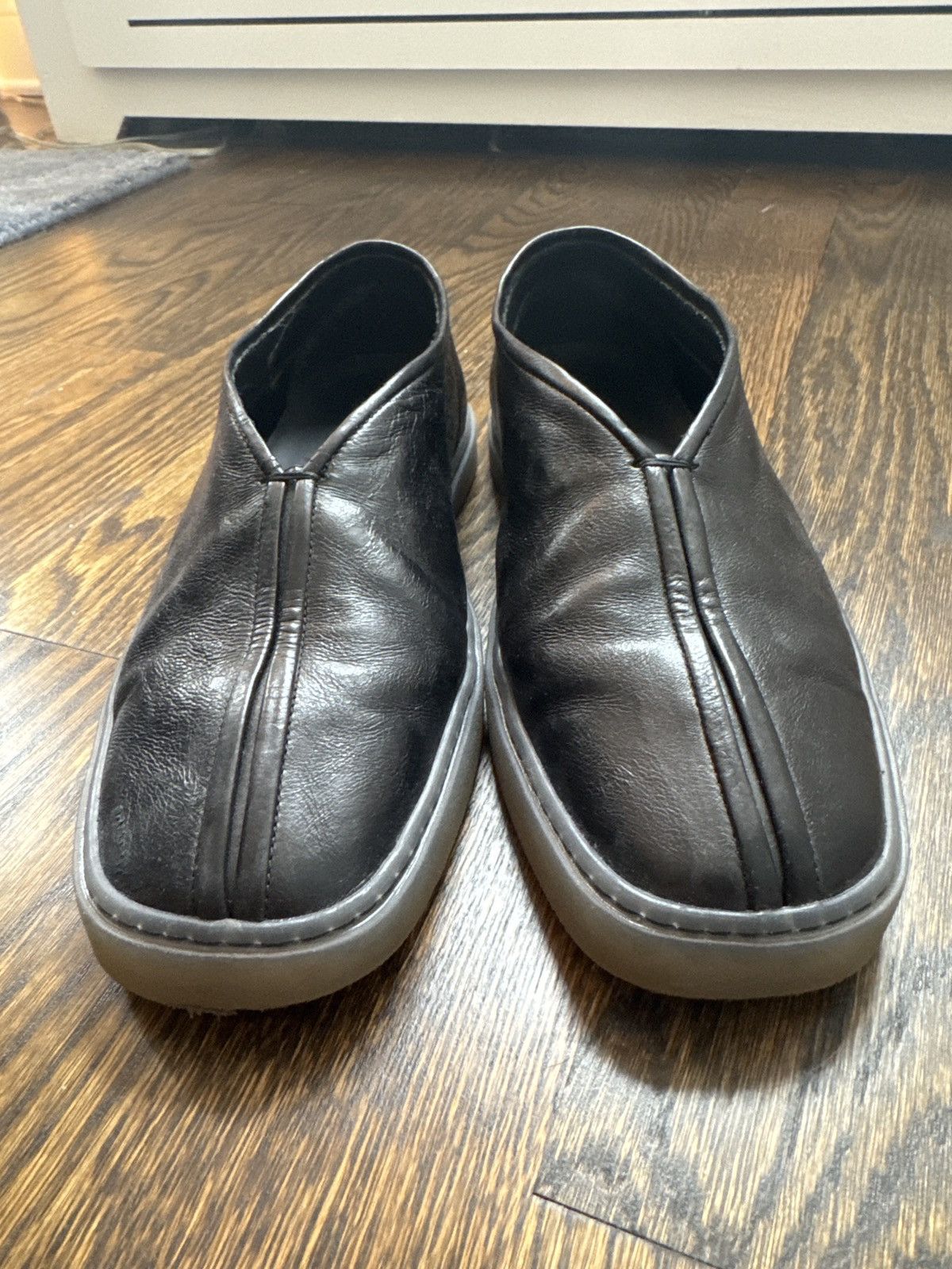 Lemaire Lemaire Black Linoleum Piped Loafer Size US 9 / EU 42 - 1 Thumbnail