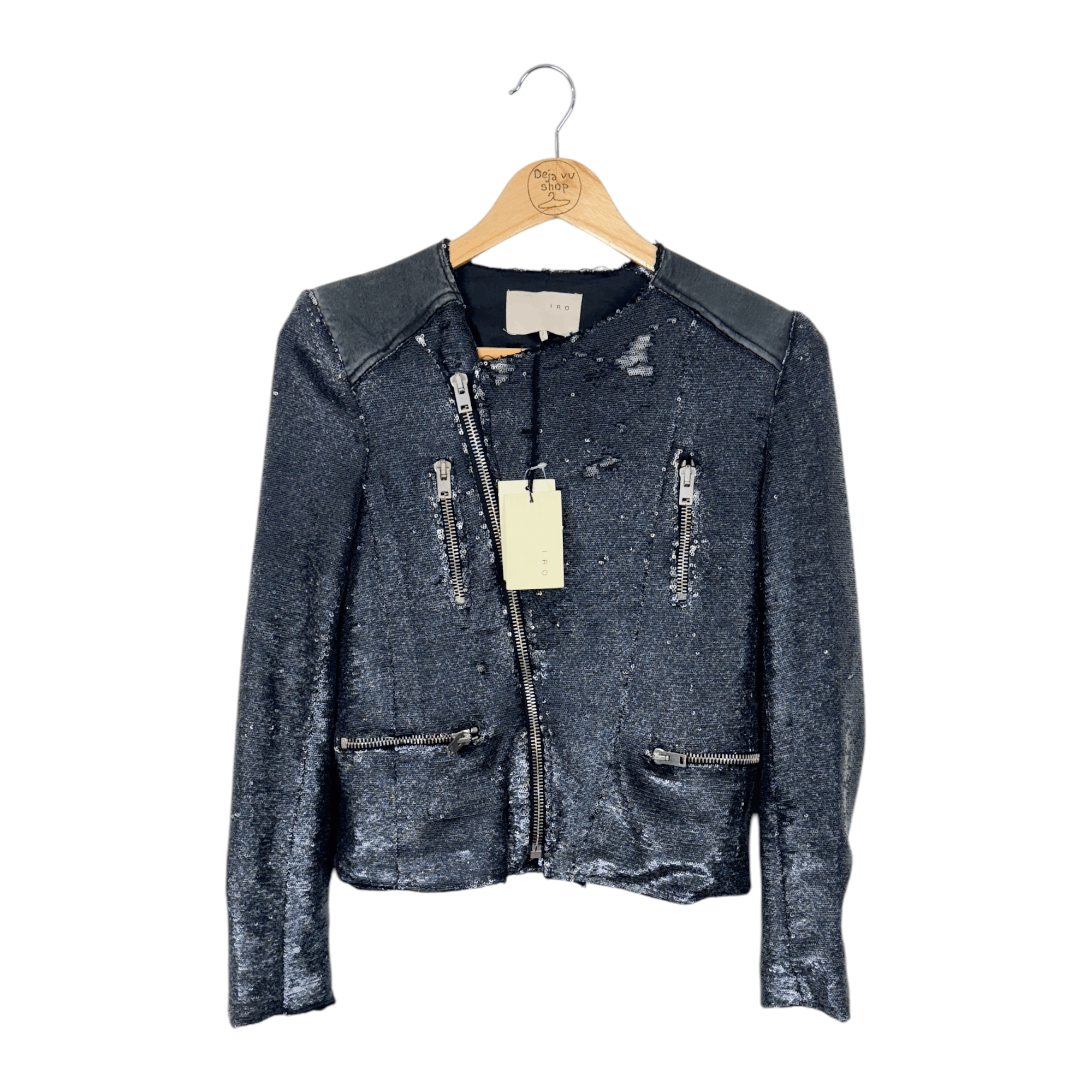 Iro Cuzia Sequin Moto Leather Jacket Fancy Sparkly Size S / US 4 / IT 40 - 2 Thumbnail