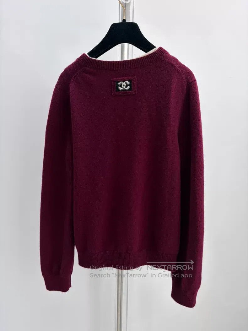 Chanel Chanel Burgundy white fake two-piece cashmere knitwear Size XS / US 0-2 / IT 36-38 - 2 Thumbnail