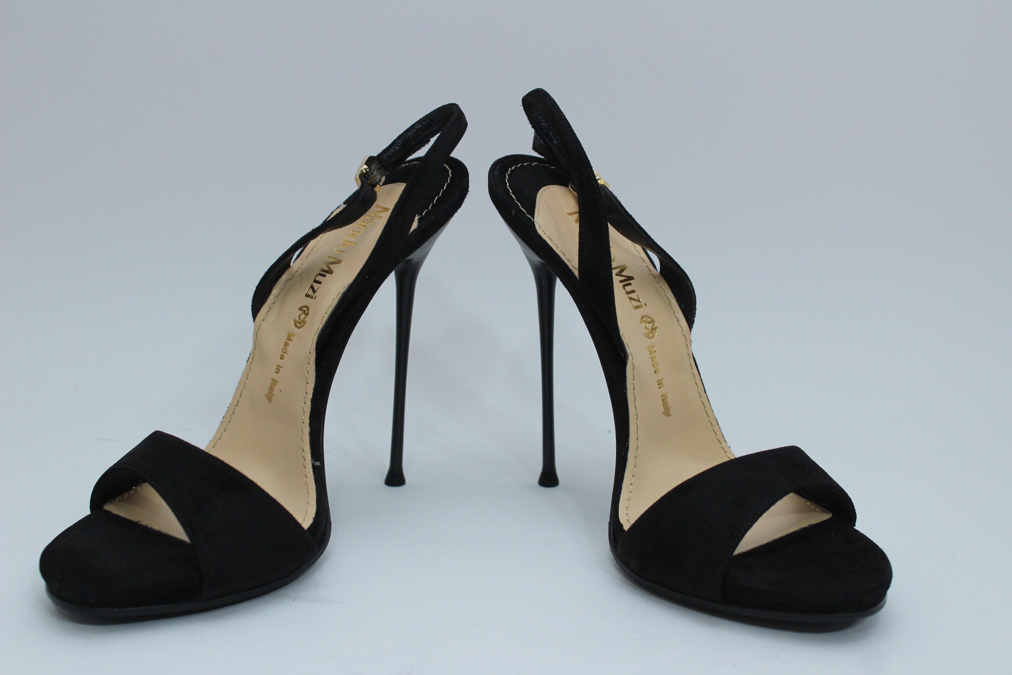 Other Nando Muzi Suede High Heel Sandals Black 37 Size US 7 / IT 37 - 4 Thumbnail
