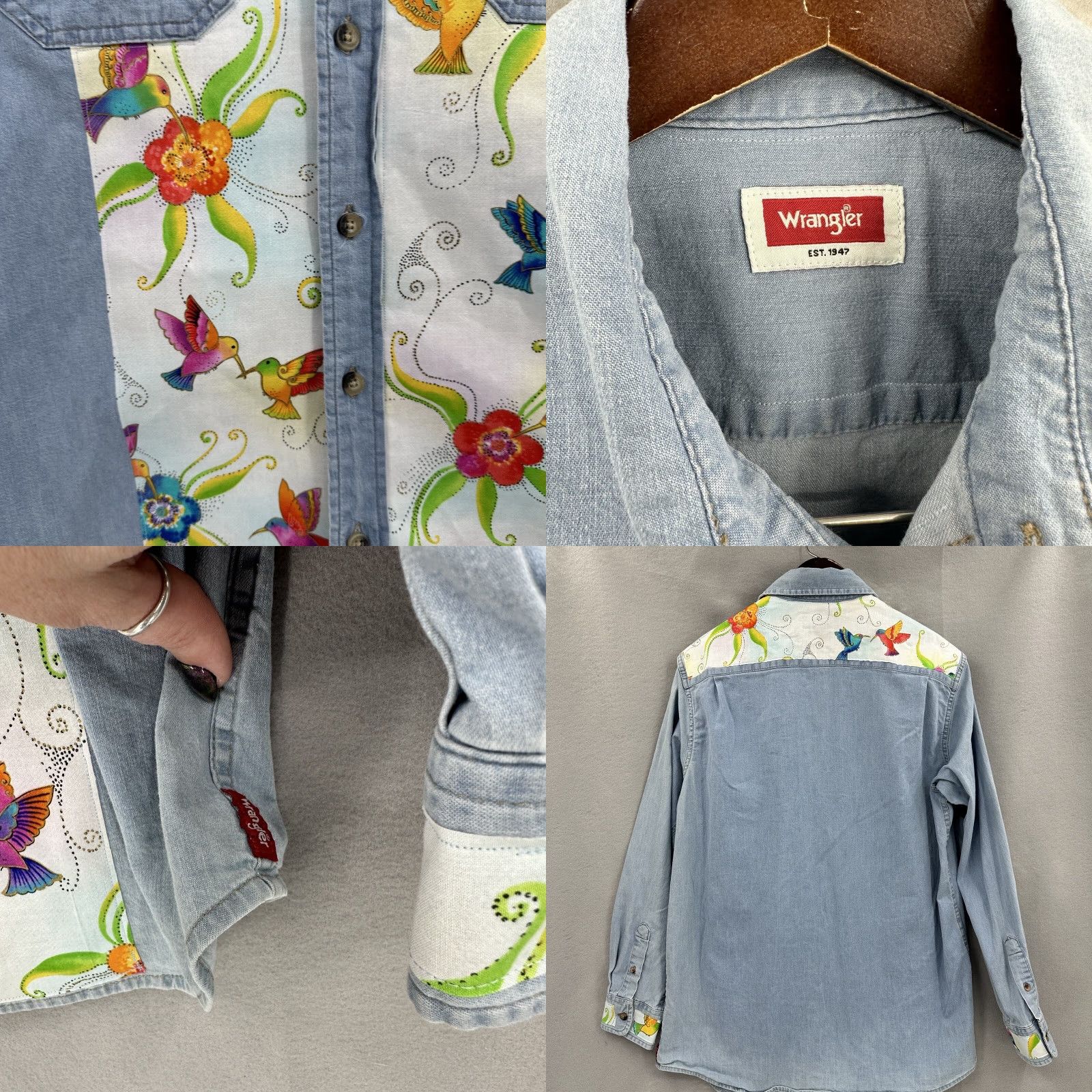 Wrangler VINTAGE Wrangler Western Denim Shirt Men’s M Custom Hummingbird Jean Cottage Core Cowboy Size US M / EU 48-50 / 2 - 8 Thumbnail