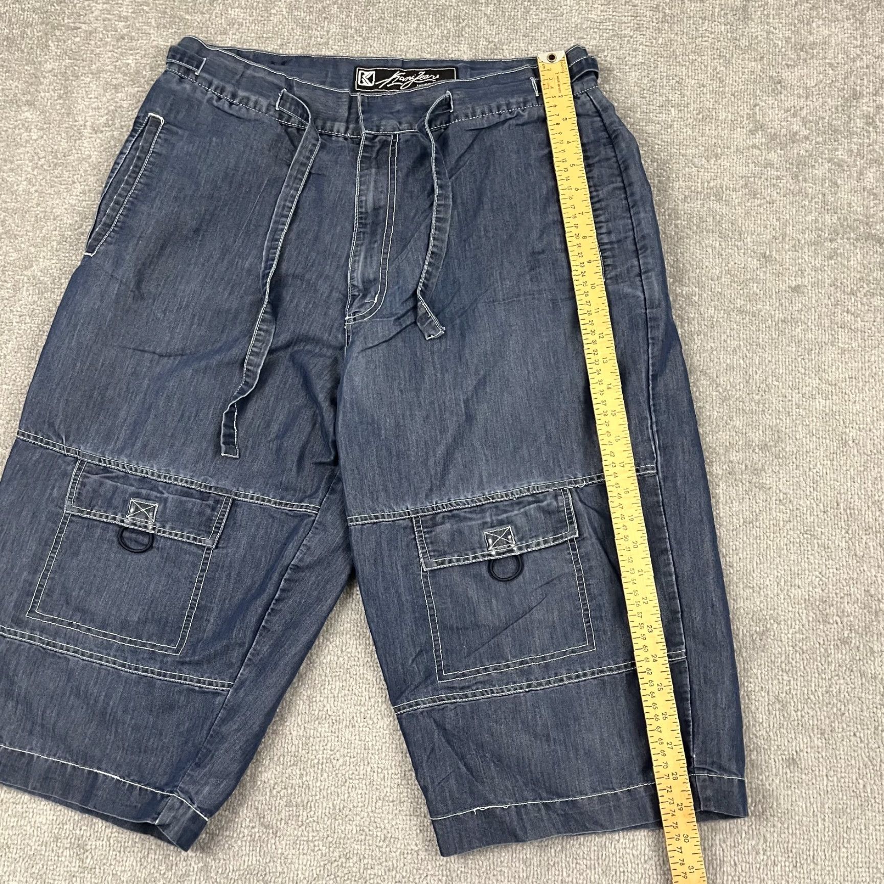Vintage Kani VTG Jean Shorts Jort Mens 34 / 18" Chambray Blue Wide Leg Cargo Hip Hop Y2K Size US 34 / EU 50 - 7 Thumbnail