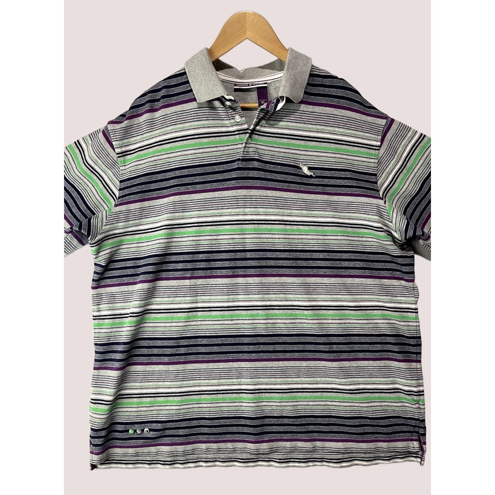 Rocawear VINTAGE Rocawear Polo Shirt Mens XL Gray Green Striped Collared Button Up Logos Polo XL Men Gray Rockawear striped collar logo polo Size US XL / EU 56 / 4 - 1 Thumbnail