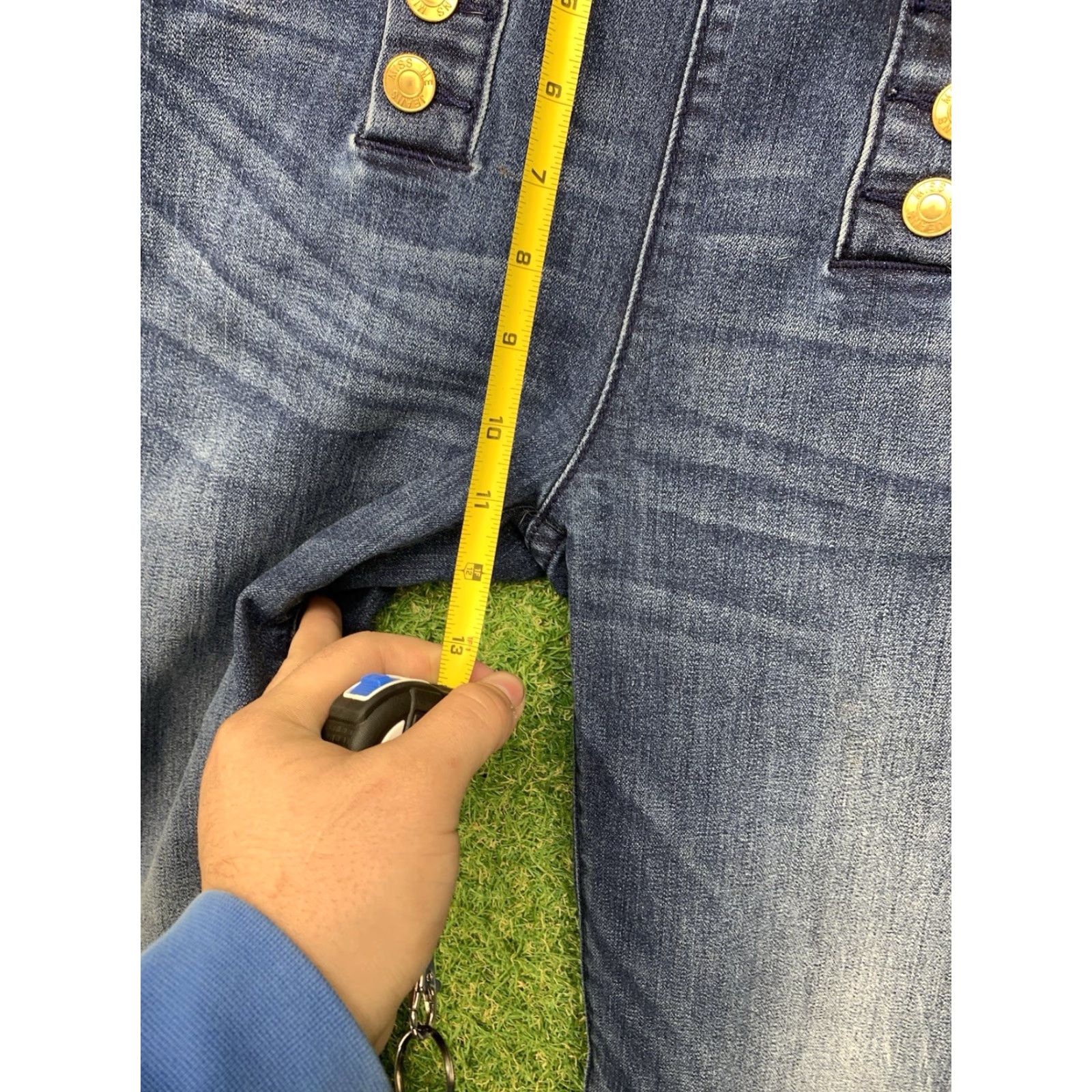 Miss Me Miss Me Jeans 30 High Rise Womens Flat Front Wide Leg 30 Button Close 5-Pocket Denim Cotton Polyester Elastane Blue Regular Size 30" / US 8 / IT 44 - 5 Thumbnail