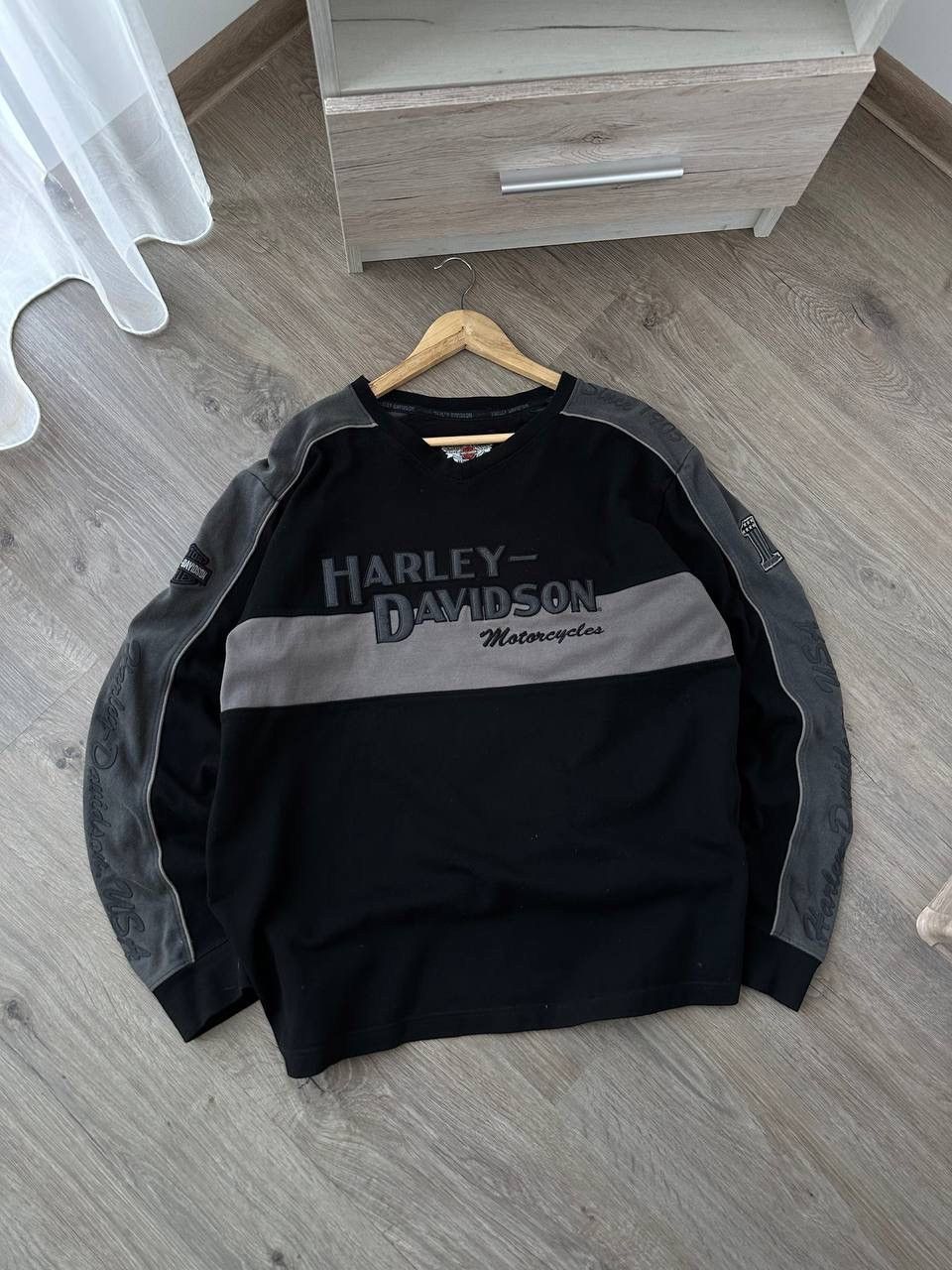 Harley Davidson × Vintage Vintage Moto Harley Davidson Motorcycle Black Sweatshirt Size US L / EU 52-54 / 3 - 2 Thumbnail