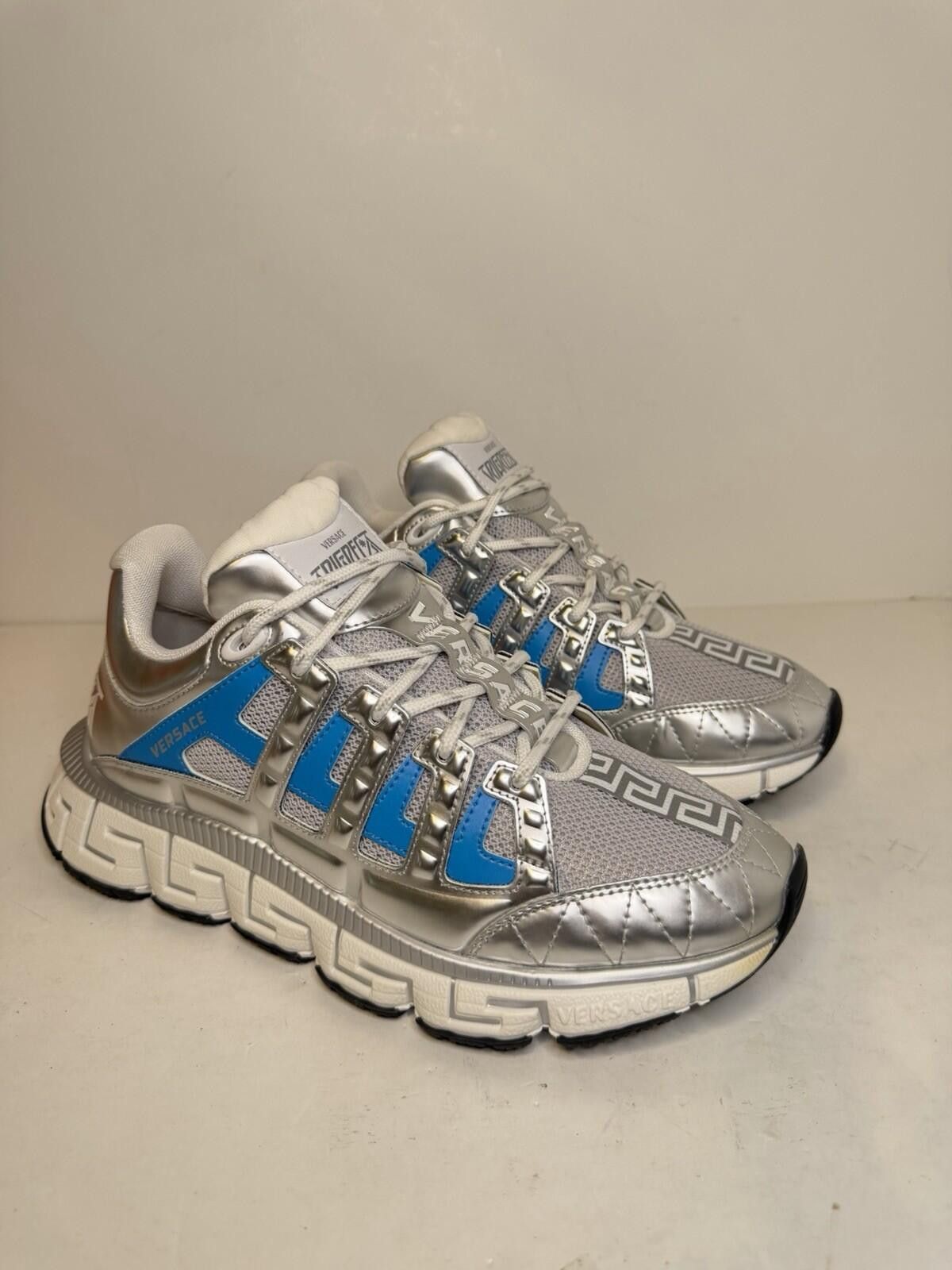 Versace Versace Trigreca Sneakers Silver Blue Grey EU 41 US 8 Size US 8 / EU 41 - 1 Thumbnail