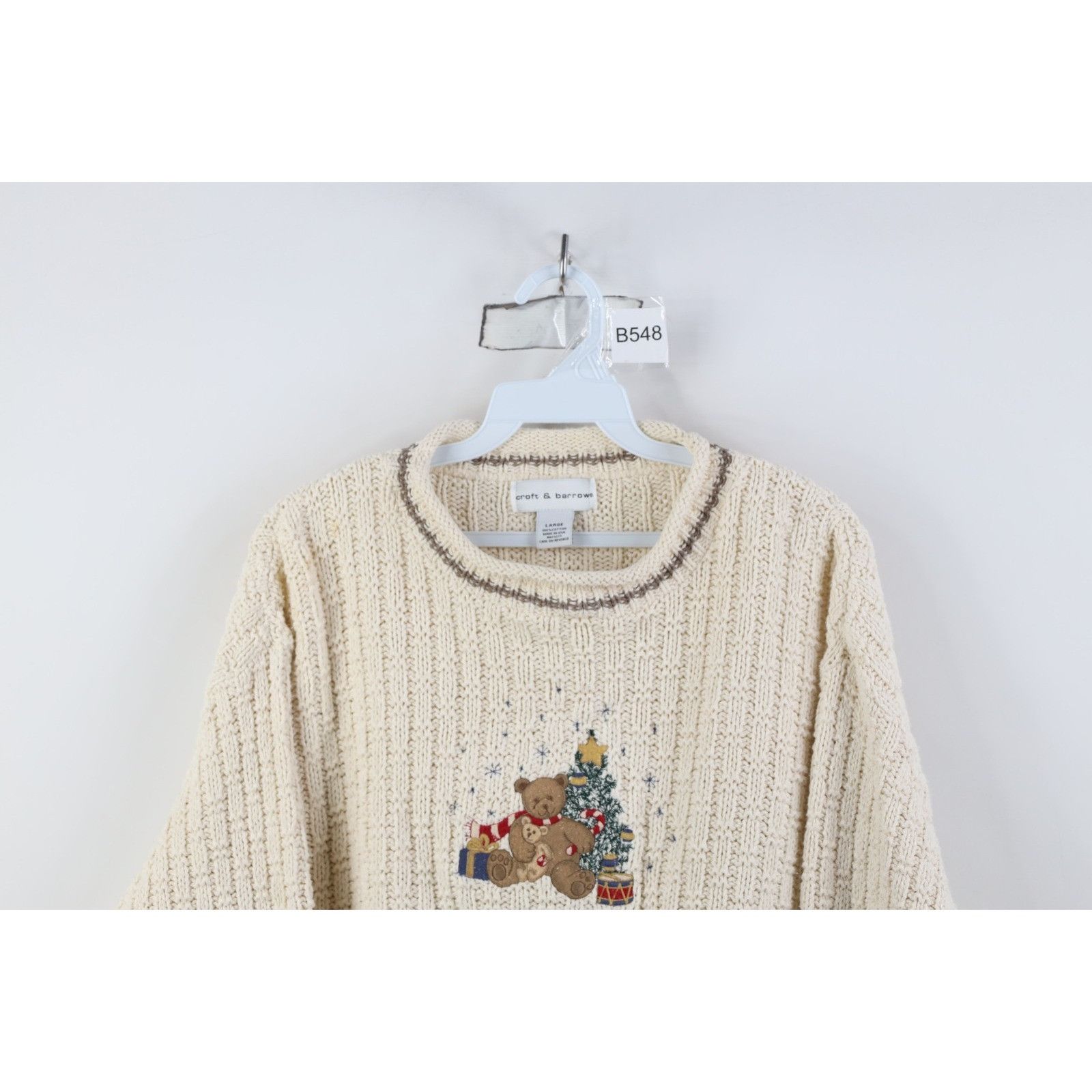 Vintage Vintage 90s Christmas Bear Chunky Marled Knit Sweater Size L / US 10 / IT 46 - 2 Thumbnail