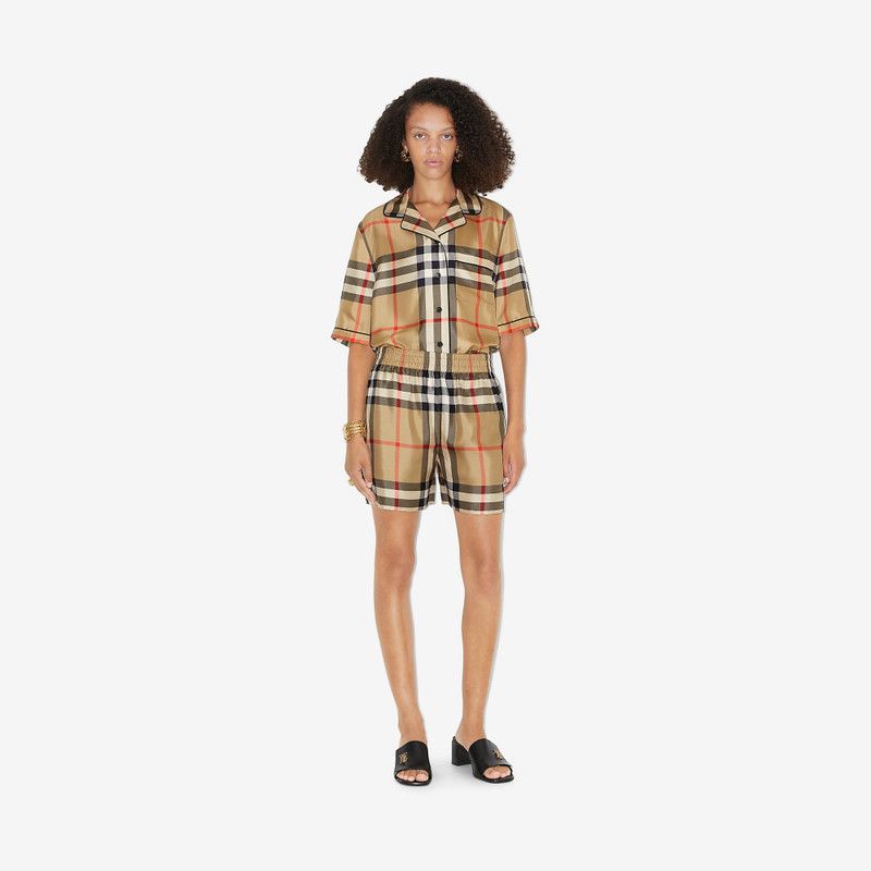 Burberry o1w1db10426 Check Silk Shorts in Multicolor Size 27" / US 4 / IT 40 - 2 Thumbnail