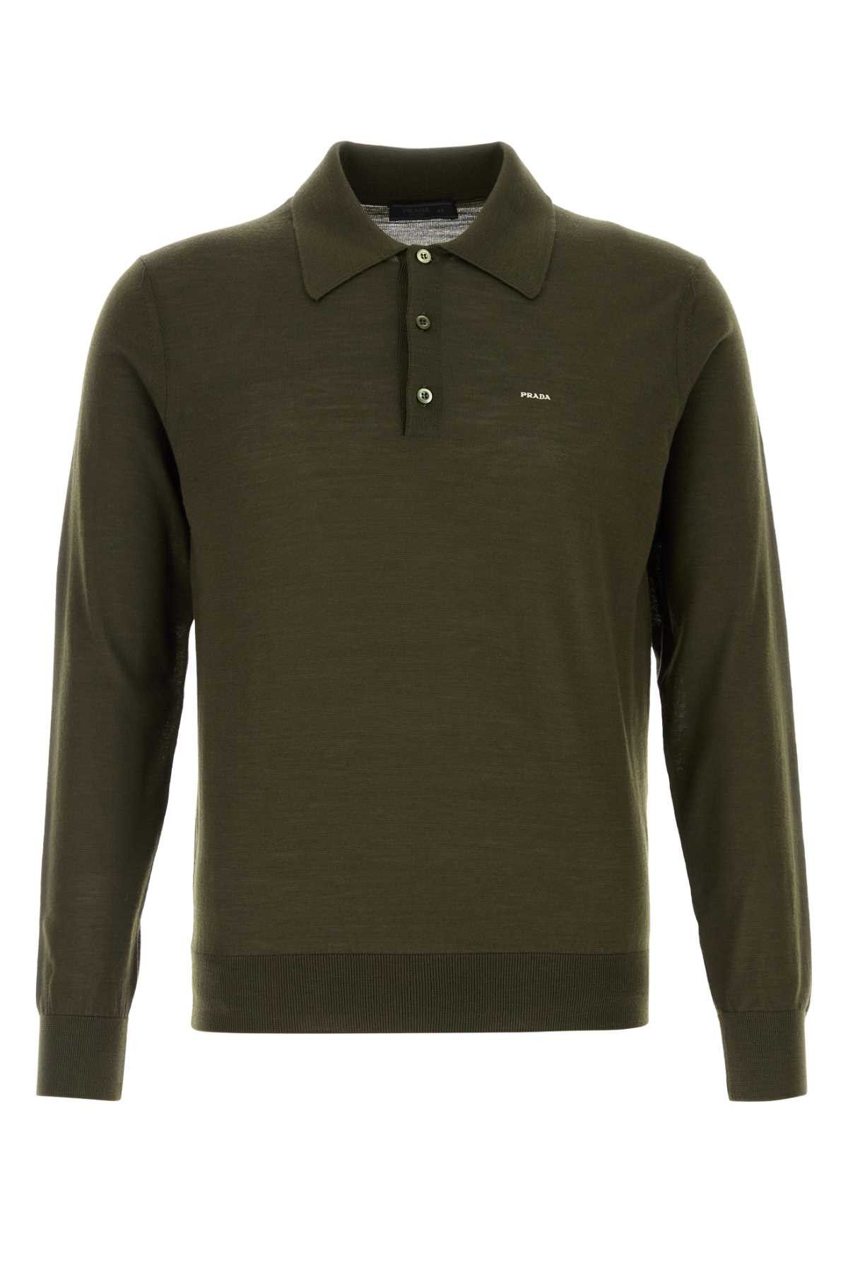 Prada Olive Green Wool Polo Shirt Size US XXL / EU 58 / 5 - 1 Thumbnail