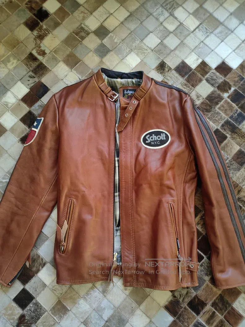 Schott Schott Classic cable-stayed nude cowhide Harley motorcycle Size US L / EU 52-54 / 3 - 4 Thumbnail