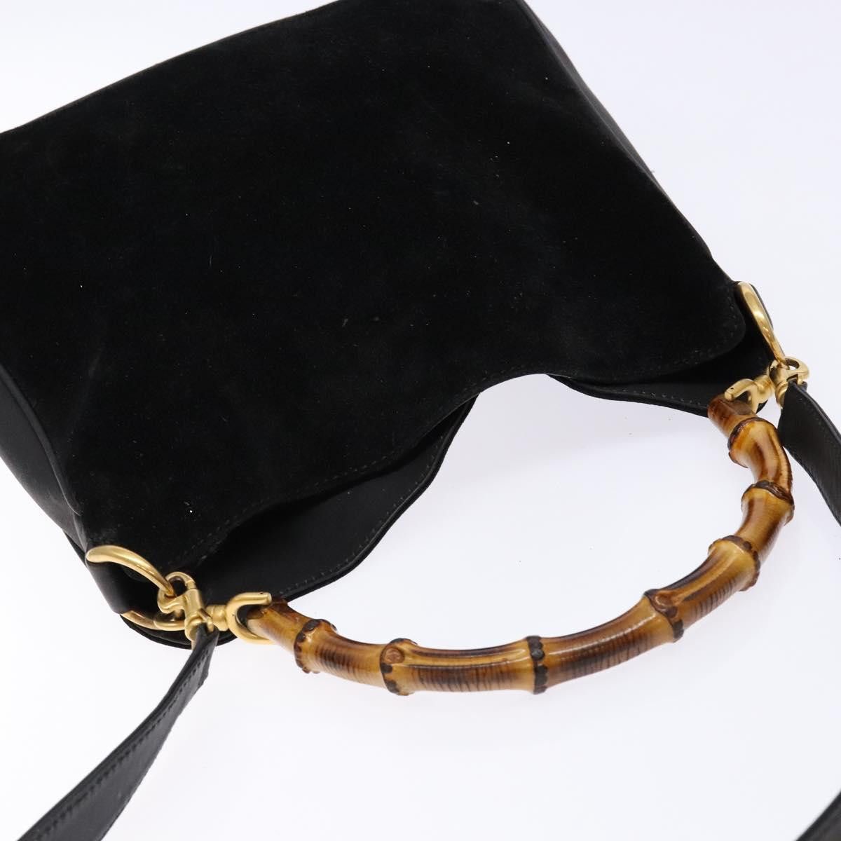 Gucci GUCCI Bamboo Shoulder Bag Suede Black Gold 001 3754 001 3754 Size ONE SIZE - 6 Thumbnail