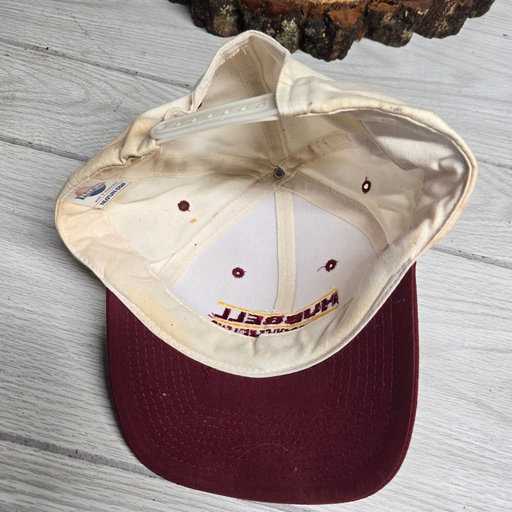 Vintage Hubbell "Wiring Device - Kellems" Tan Baseball Hat Cap Snapback Adult Adjustable Hat Beige Cotton Canvas Logo Size ONE SIZE - 6 Thumbnail