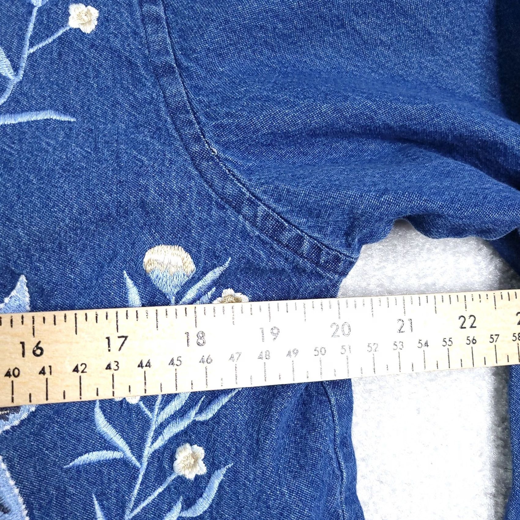 Denime Vtg Maryland Square Denim Jacket Women's Medium Embroidered Floral Button Jean Size 32" / US 10 / IT 46 - 5 Thumbnail