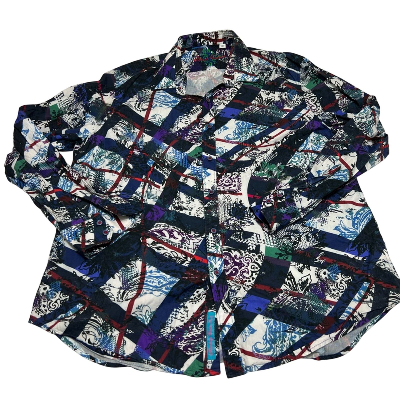 Robert Graham $198 Robert Graham Bassett L/S Blue Button Up Shirt Mens XXL Size US XXL / EU 58 / 5 - 1 Thumbnail