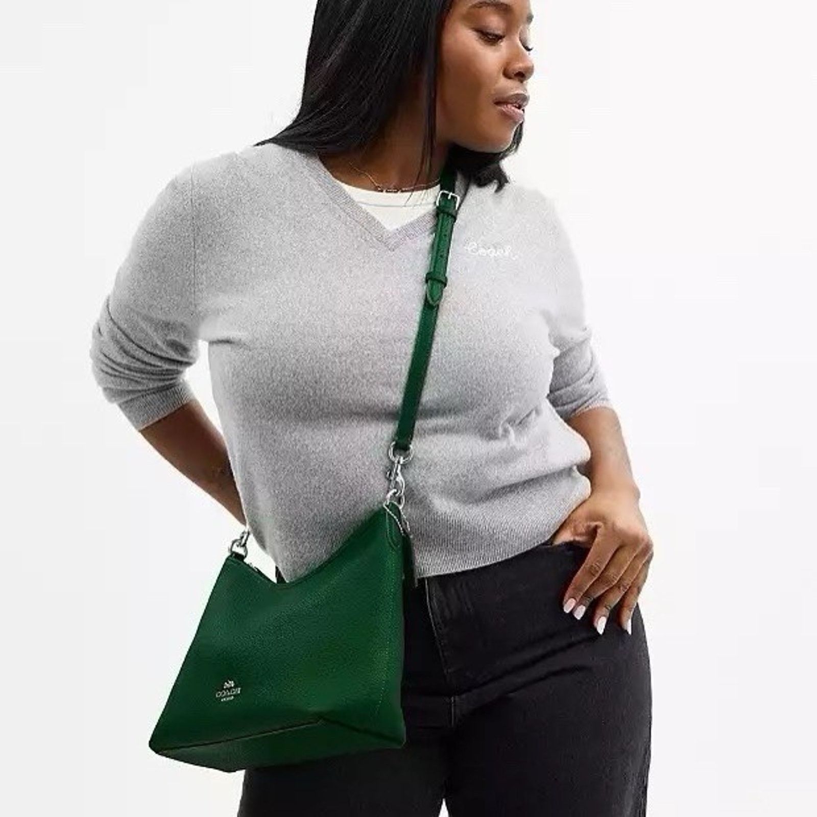 Coach NWT COACH CR148 Laurel Shoulder Bag Soft Leather SV/SHAMROCK Size ONE SIZE - 10 Thumbnail