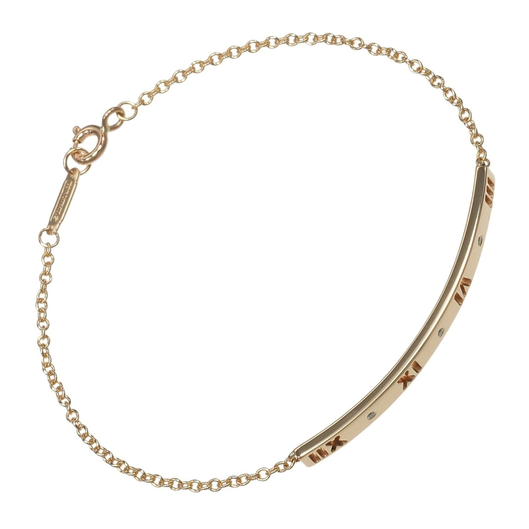 Tiffany & Co. Tiffany & Co. Atlas Bar Bracelet, 18K Pink Gold with Diamonds, Approx. 4g. Size ONE SIZE - 1 Thumbnail