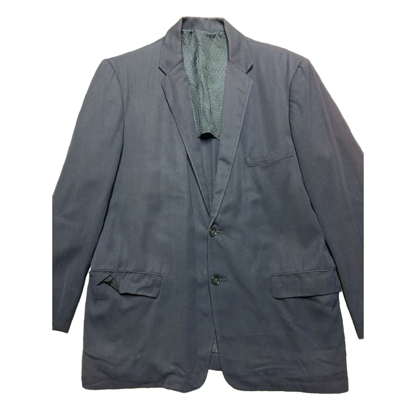Vintage VINTAGE 1950s sport coat blazer gabardine faded navy blue Union men’s 40? 40 Navy Gabardine Union Mens 1950s Sports Coat Blazer Vintage Mens Size 40R - 1 Thumbnail