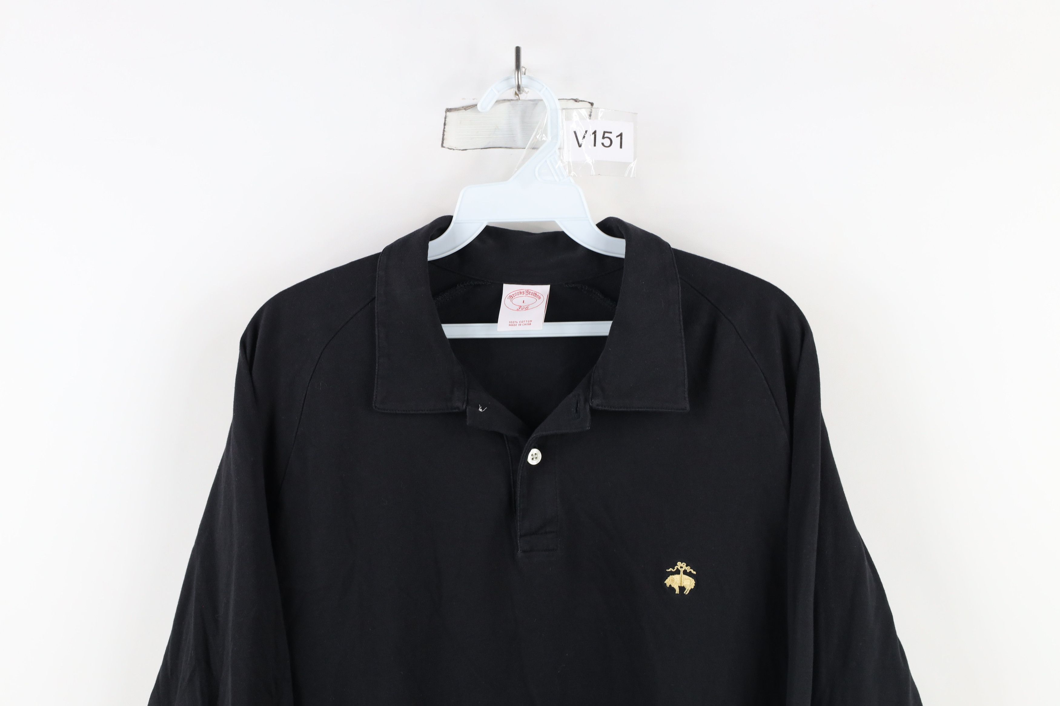 Brooks Brothers Vintage Brooks Brothers Cotton Long Sleeve Polo Shirt Black Size US L / EU 52-54 / 3 - 2 Thumbnail