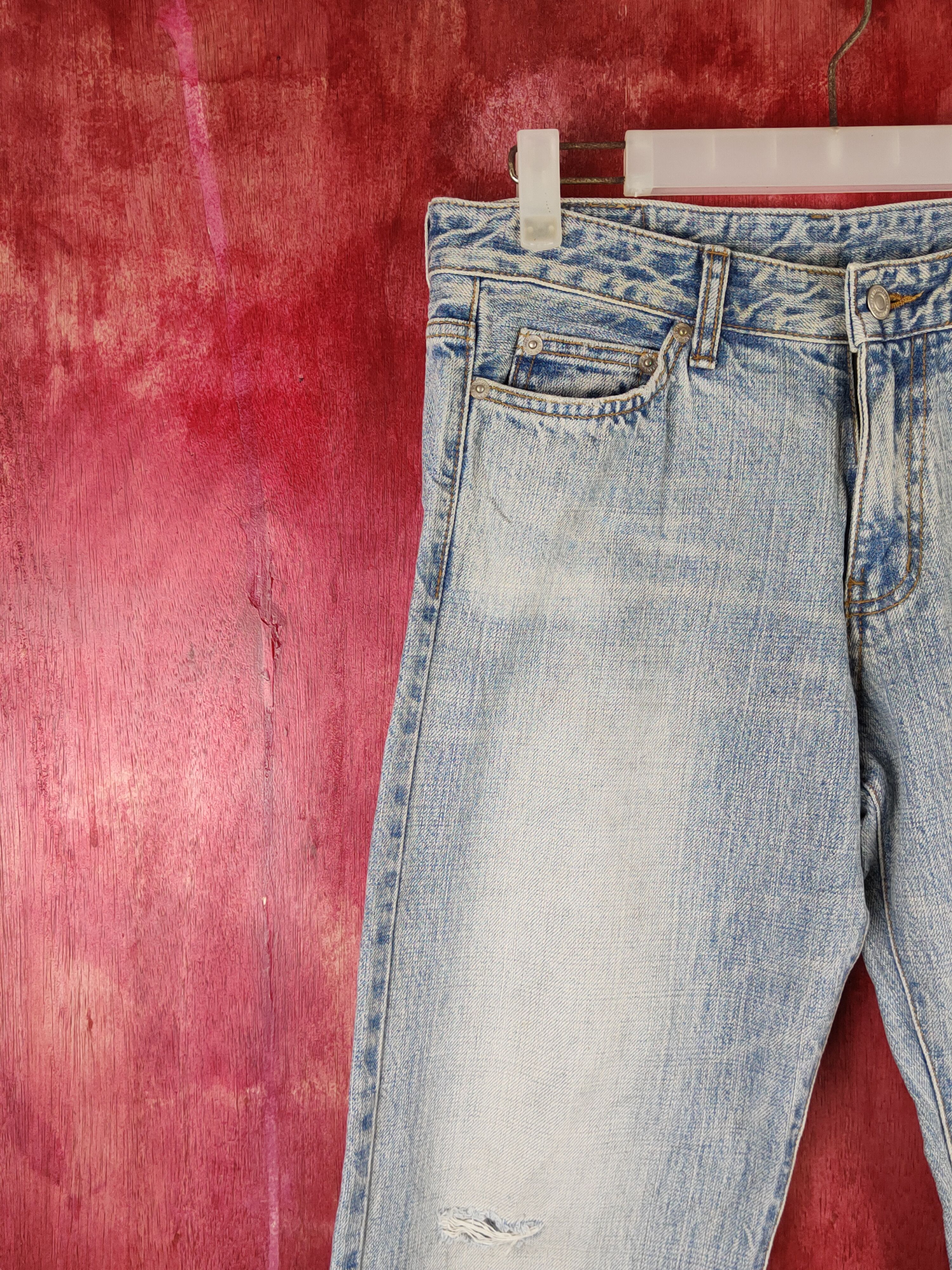 Japanese Brand Cocolulu Blue Faded Distressed Multipocket Denim #S1530 Size 29" - 3 Thumbnail