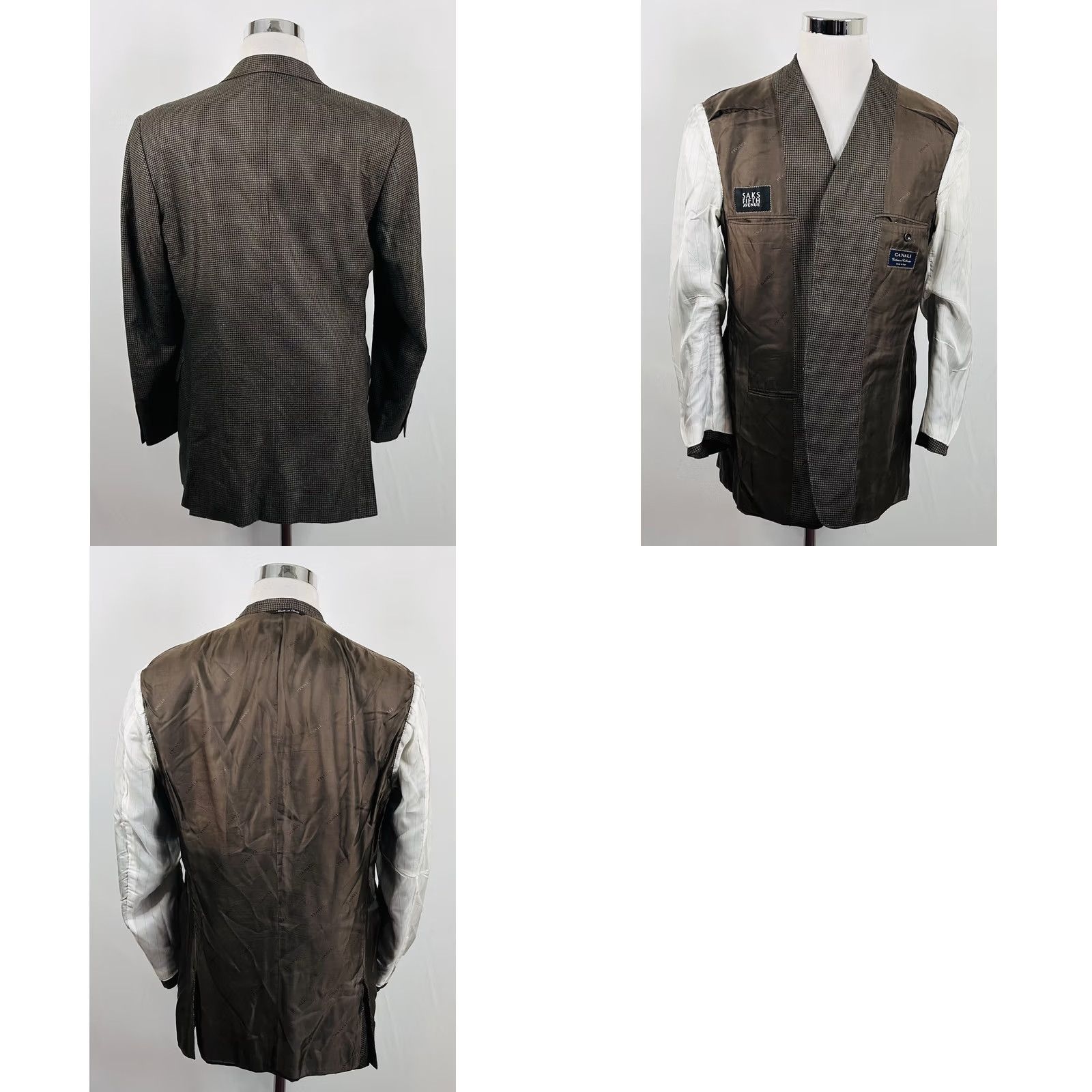 Canali Canali Sport Coat Gold Houndstooth Silk Cashmere Three Button Jacket Men 42 Regular Notch Lapel Three-Button Three Button Front Size US XS / EU 42 / 0 - 8 Thumbnail