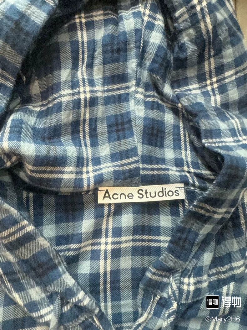 Acne Studios acne studios Blue checkered hooded shirt Size US S / EU 44-46 / 1 - 3 Thumbnail