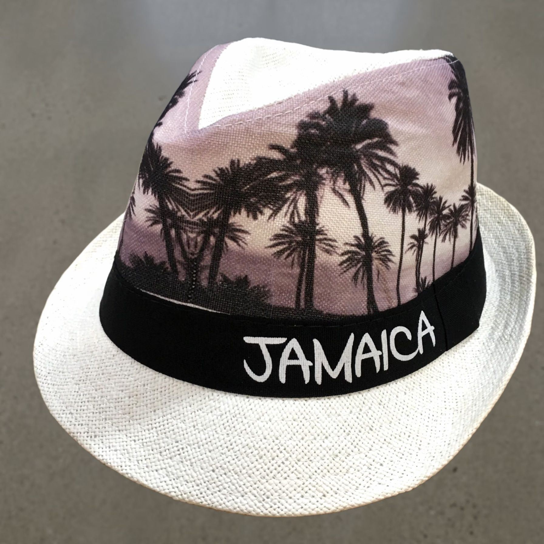 Vintage Island Treasures Jamaica Fedora Mens White OS Straw Hat Fitted Curved Brim Size ONE SIZE - 1 Thumbnail