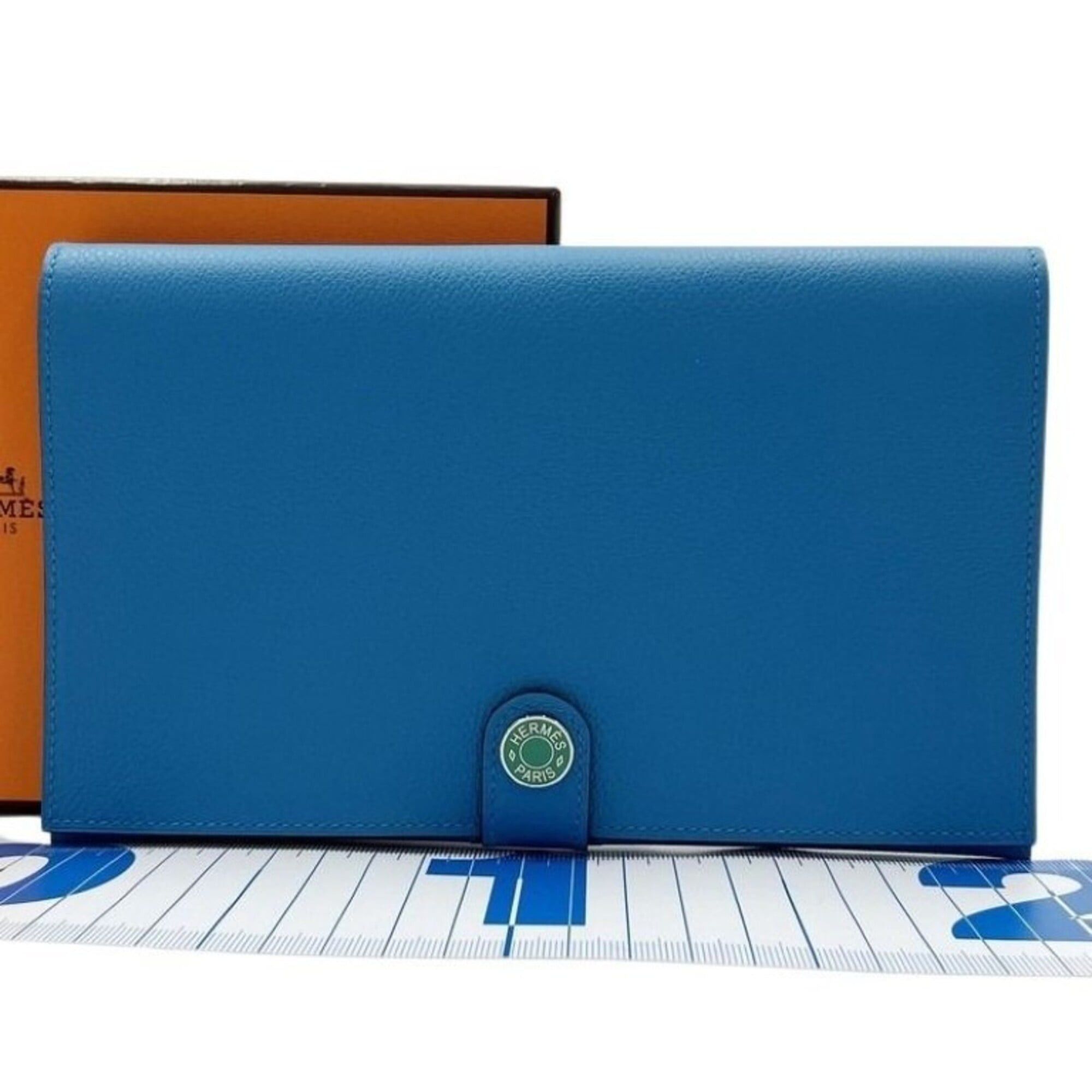 Hermes Hermes Long Wallet R.M.S Tutan Man Blue Green Evercolor Men's Women's Size ONE SIZE - 1 Thumbnail