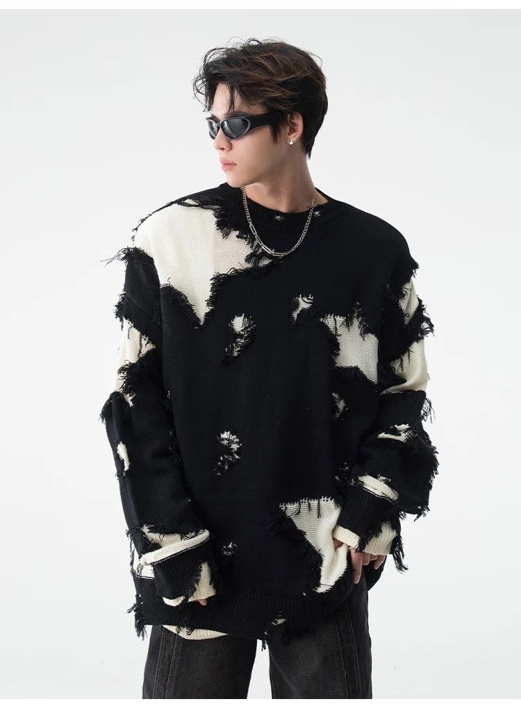 Japanese Brand × Vintage Retro hip hop star distressed oversized sweater knitwear Size US L / EU 52-54 / 3 - 6 Thumbnail
