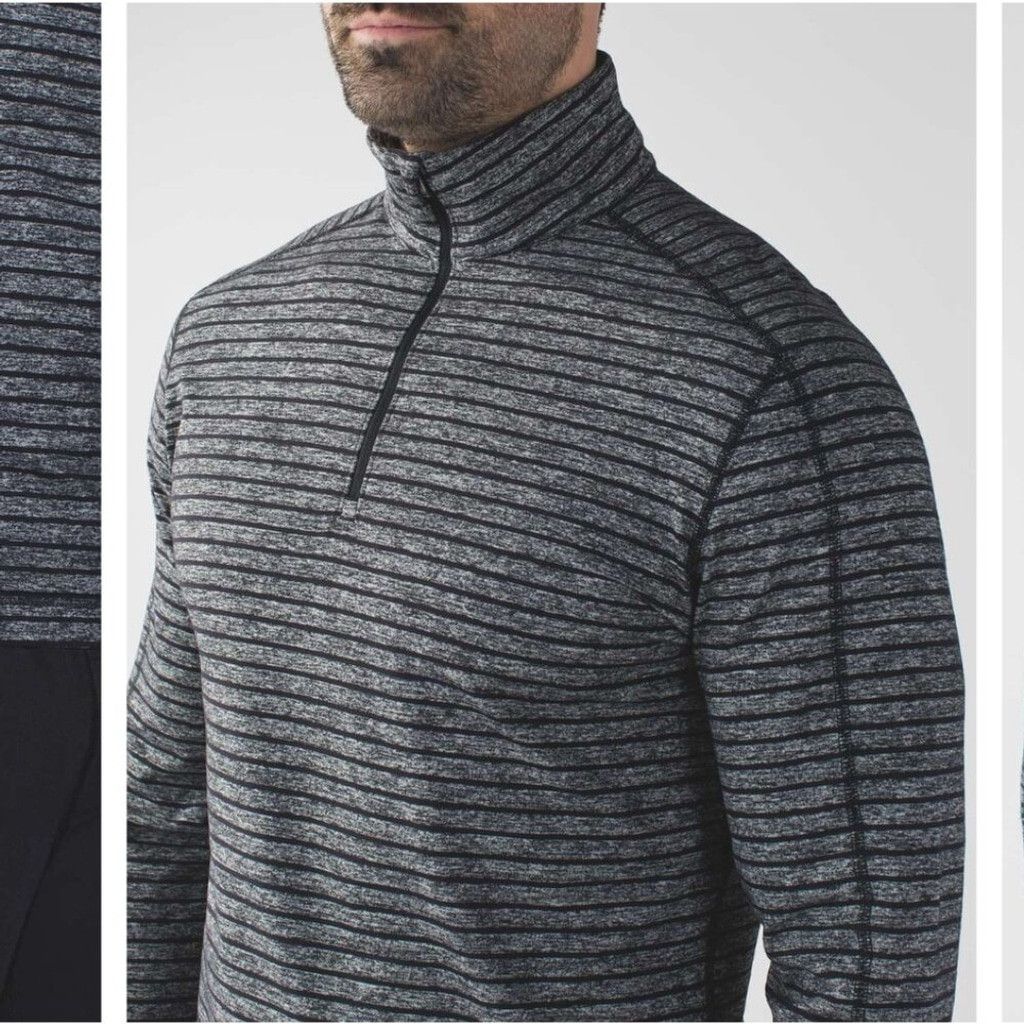 Lululemon Lululemon Surge Warm 1/2 Zip Raven Stripe Black Black 21.5 Size US L / EU 52-54 / 3 - 6 Thumbnail