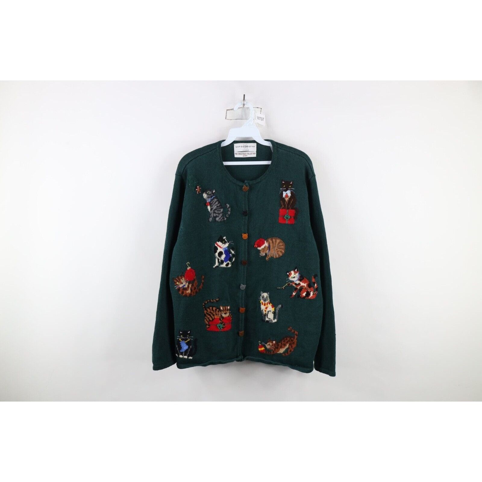 Vintage Vintage Y2K 2001 Christmas Cat Bells Knit Cardigan Sweater Size 3XL / US 20-22 - 1 Thumbnail