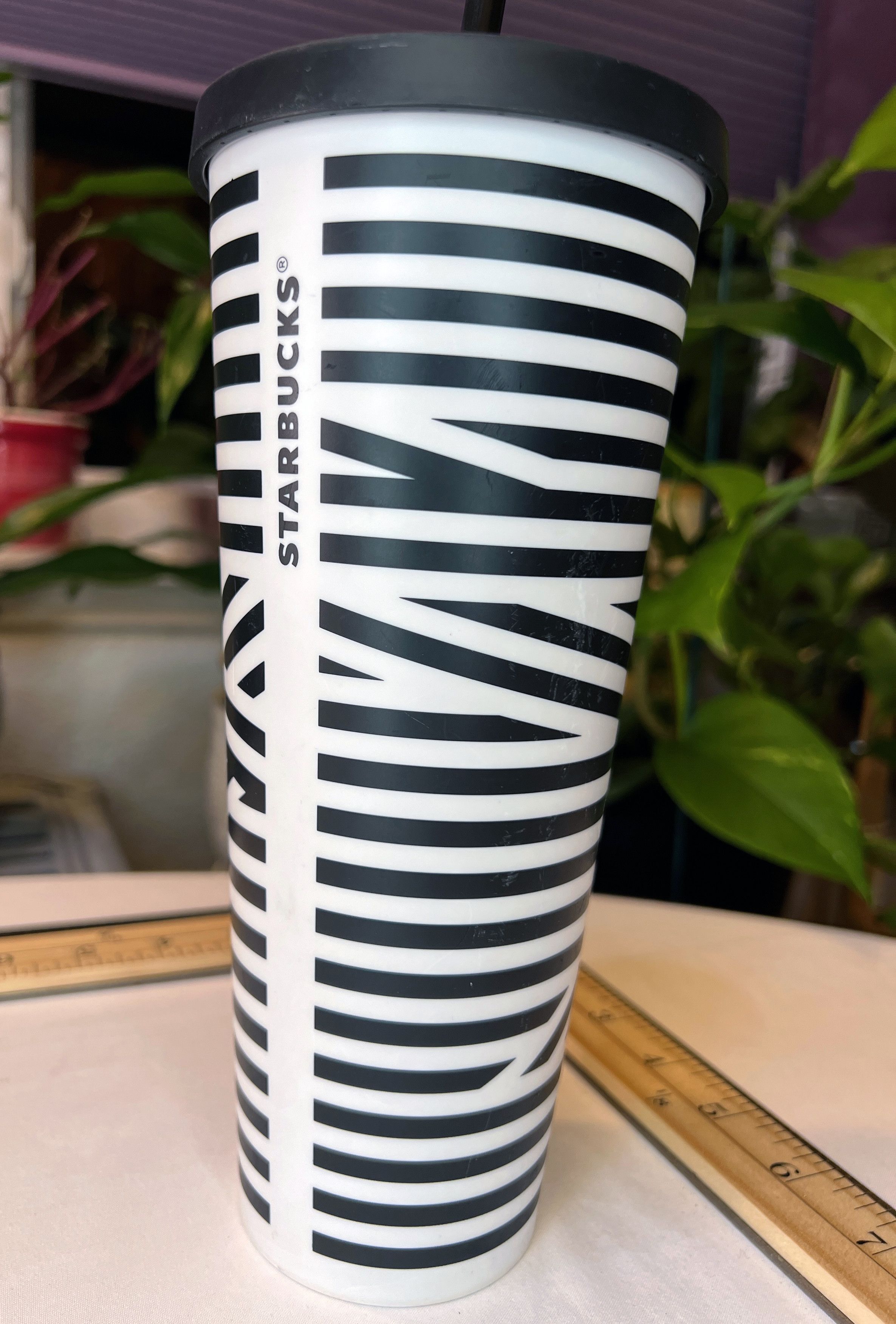 Designer Starbucks Coffee RARE Zebra Print Tumbler w/Lid and Straw Size ONE SIZE - 2 Thumbnail