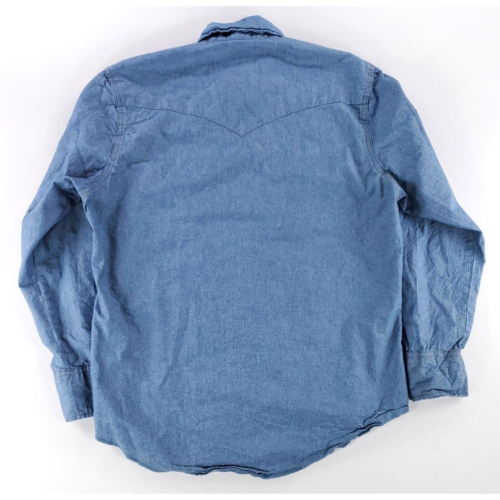 Wrangler Wrangler Pearl Snap Denim Chambray Button Up Shirt Blue Mens L Shirt Size US L / EU 52-54 / 3 - 4 Thumbnail