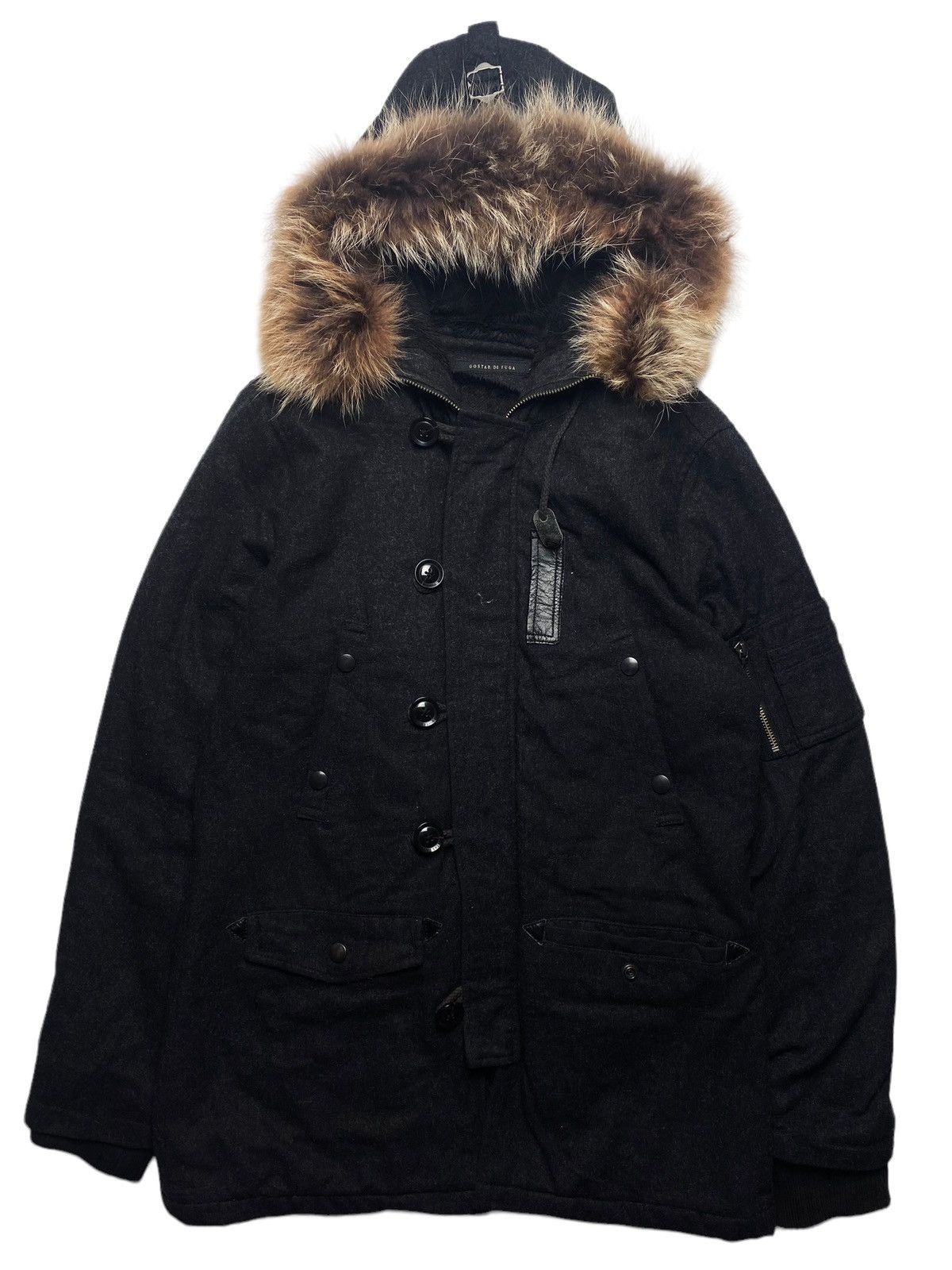 image of 14Th Addiction x Gostar De Fuga 2000S Fuga - Fur Hoodie Wool Jacket in Black, Men's (Size Large)
