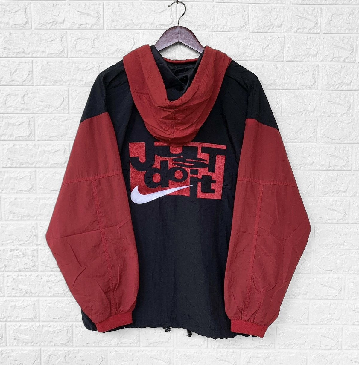 Vintage Vintage 90s Nike JUST DO IT Windbreaker Hoodie Jacket Size US L / EU 52-54 / 3 - 4 Thumbnail