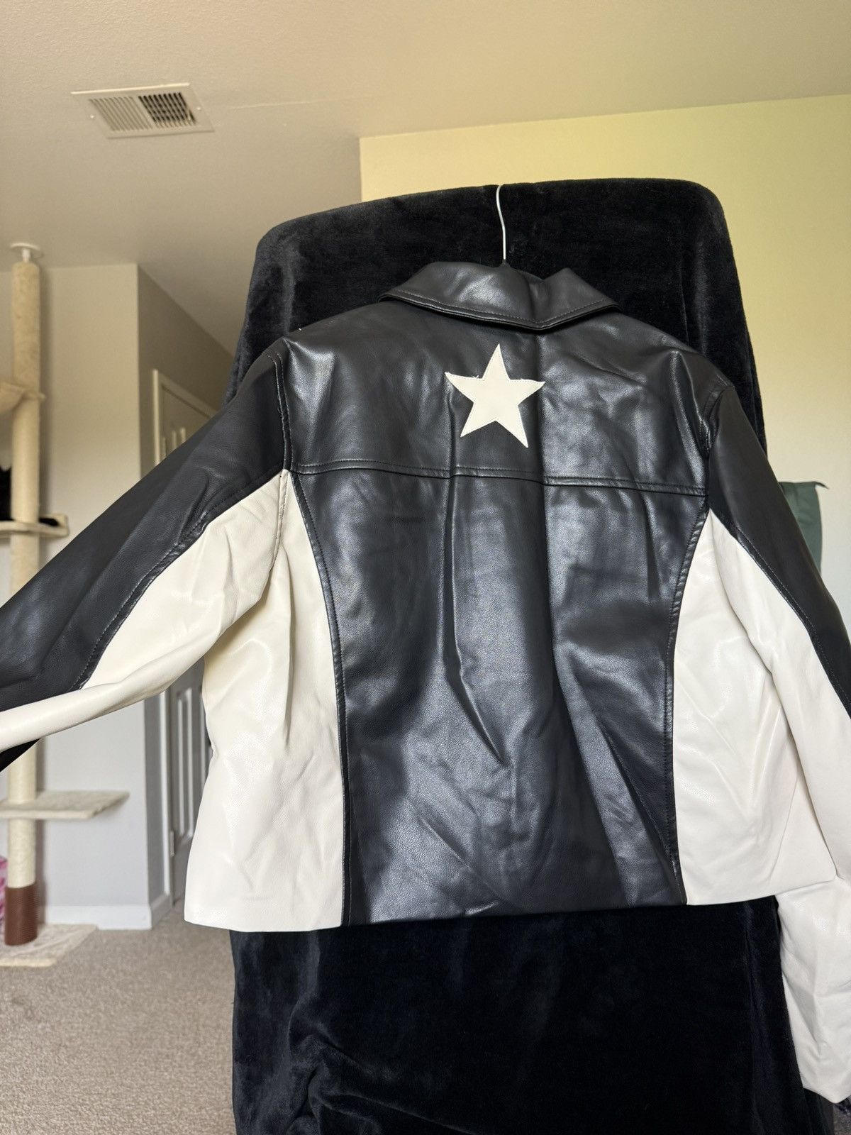 Other Y2K Star Faux Leather Jacket Black White Trucker Streetwear Size US S / EU 44-46 / 1 - 2 Thumbnail