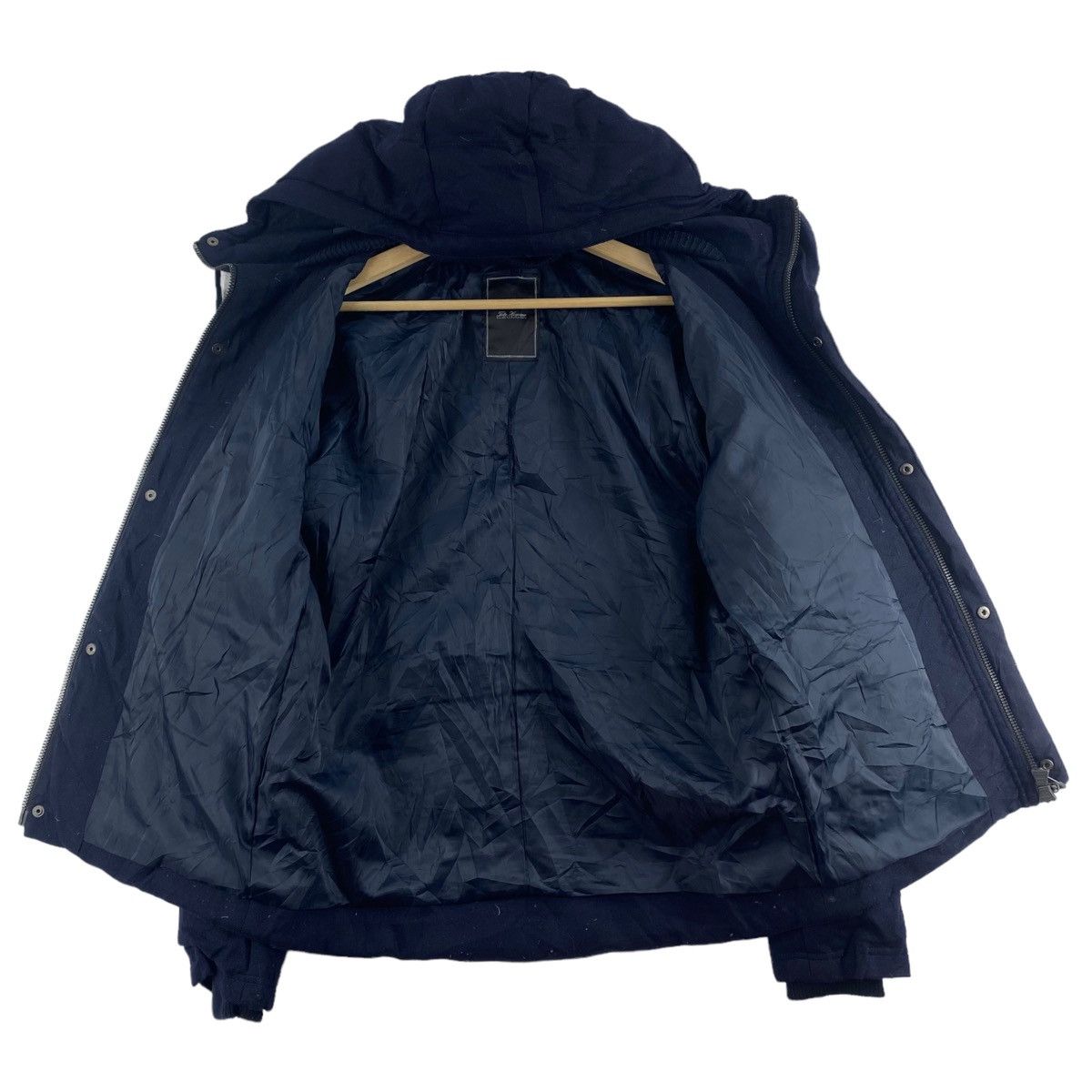 Issey Miyake TETE HOMME Issey Miyake Navy Puffer Hooded Bomber Jacket Size US L / EU 52-54 / 3 - 5 Thumbnail