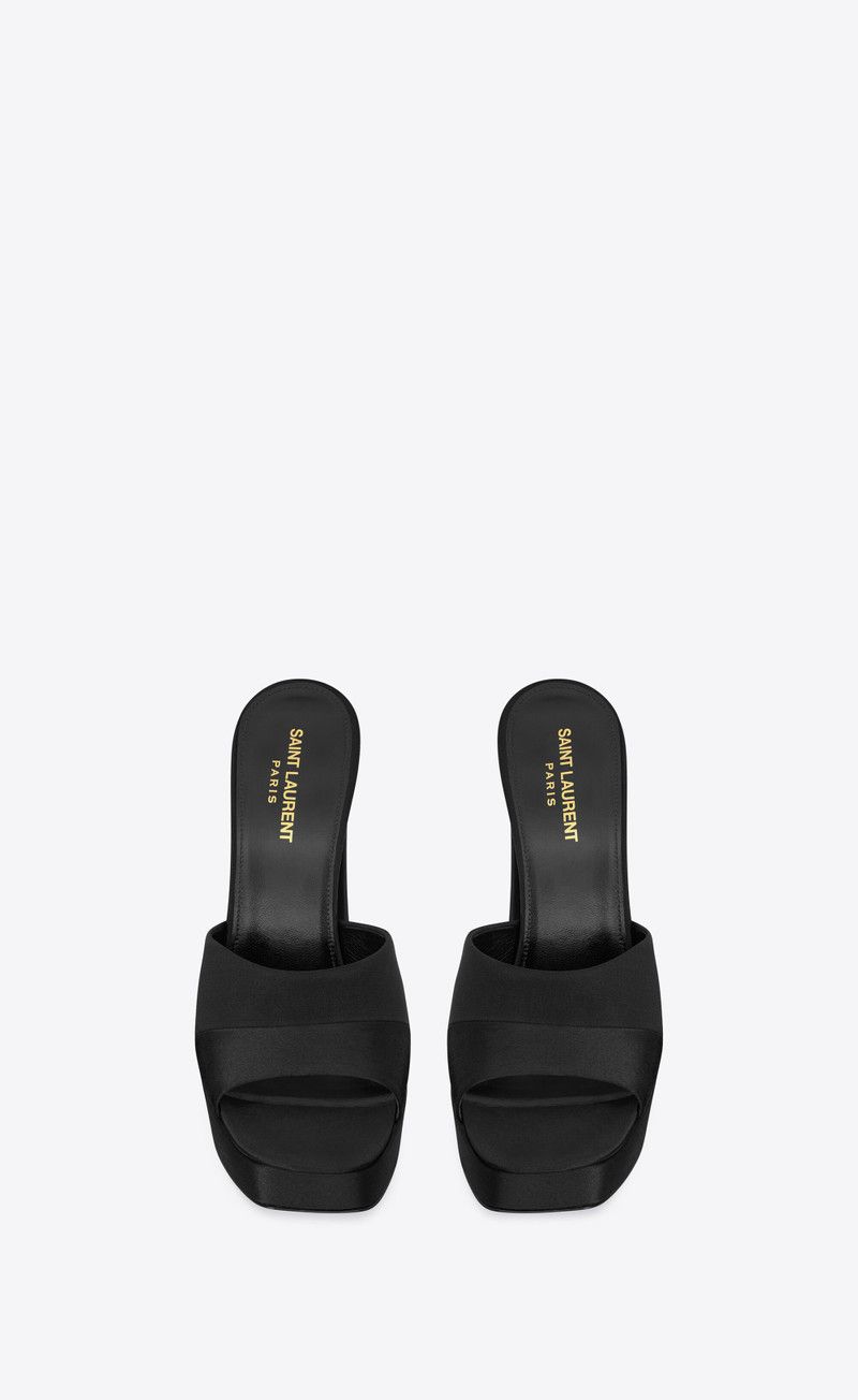 Saint Laurent Paris o1bcso1str0226 Boogie Platform Mules in Black Size US 10 / IT 40 - 3 Thumbnail