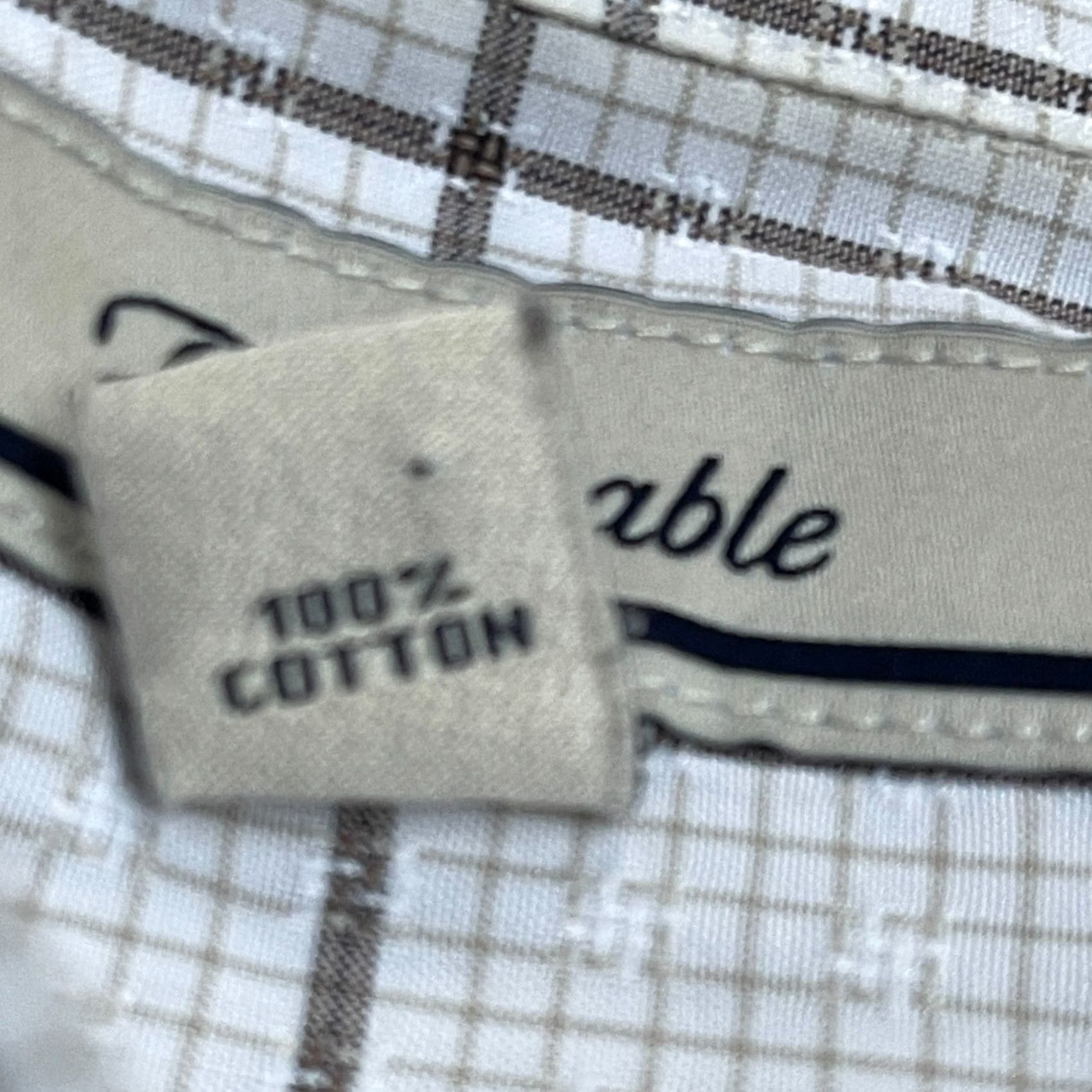 Faconnable Façonnable Shirt Button-Up Long Sleeve XXL White/Tan Micro Check Cotton Size US XXL / EU 58 / 5 - 4 Thumbnail