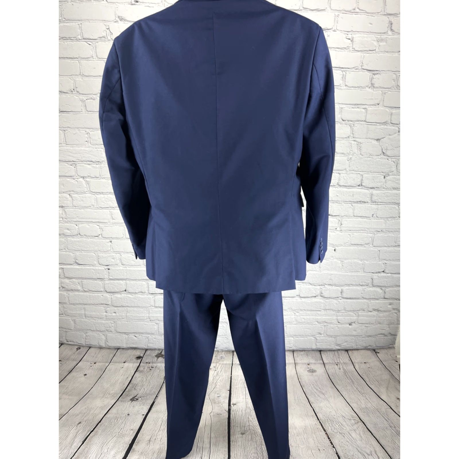 Vintage Unbranded Blue Full Suit 4 Piece Set Vest Pants Necktie Notch 2 Button Jacket XL Size 46R - 2 Thumbnail