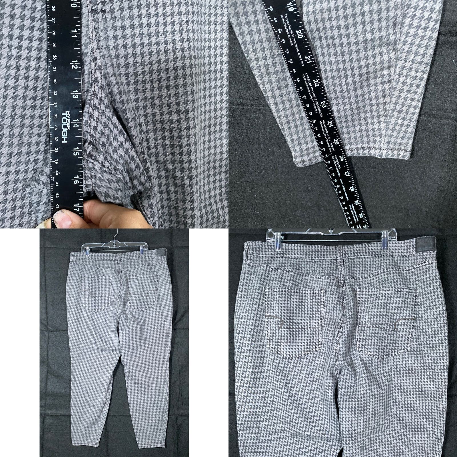 American Eagle Outfitters VINTAGE American Eagle Womens Pants Gray Herringbone Curvy High Rise Jegging Stretch 24 Size 27" / US 4 / IT 40 - 8 Thumbnail