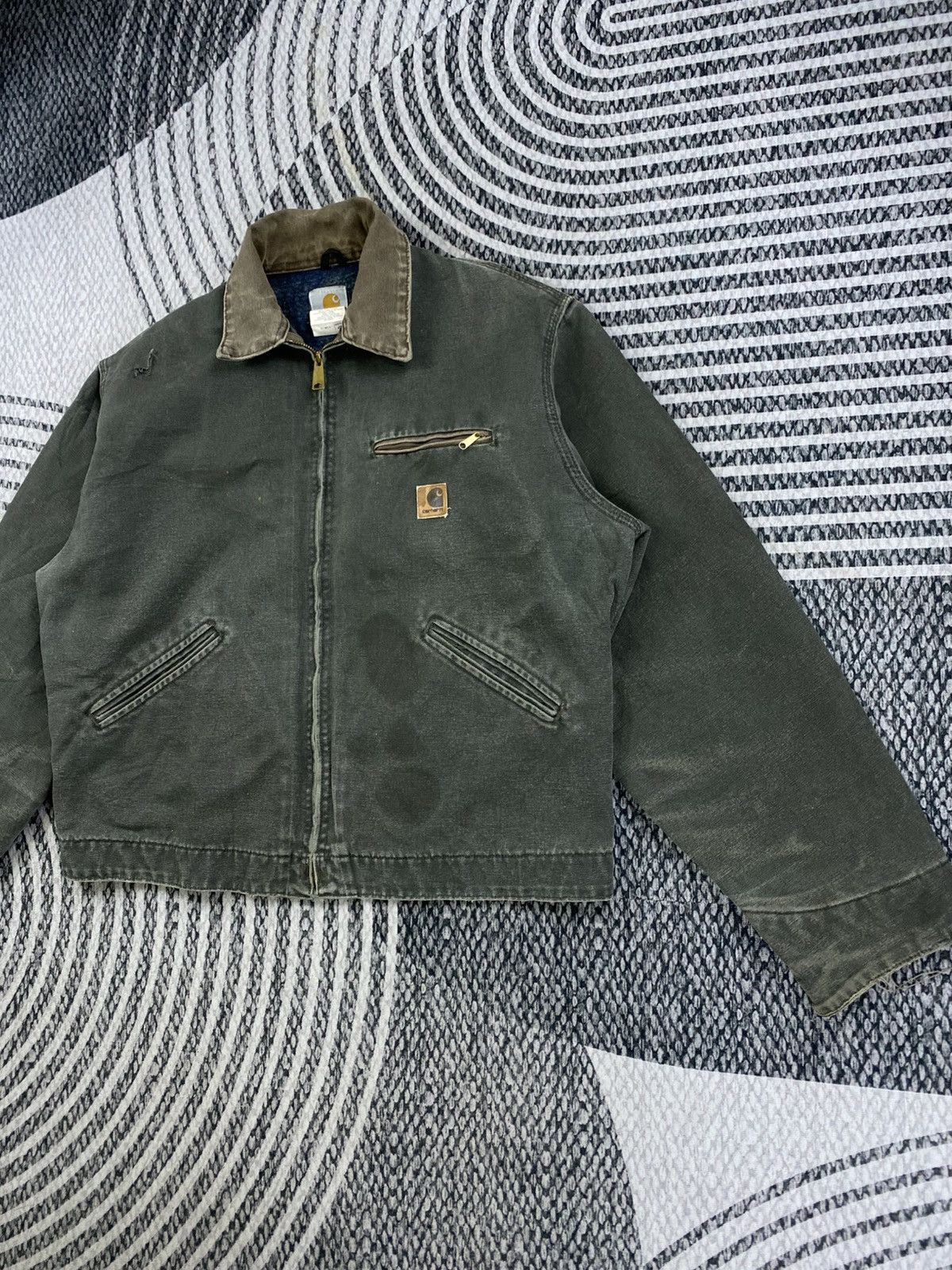 Carhartt Vintage Carhartt Detroit Jacket Faded Moss Green J97 MOS Size US L / EU 52-54 / 3 - 4 Thumbnail