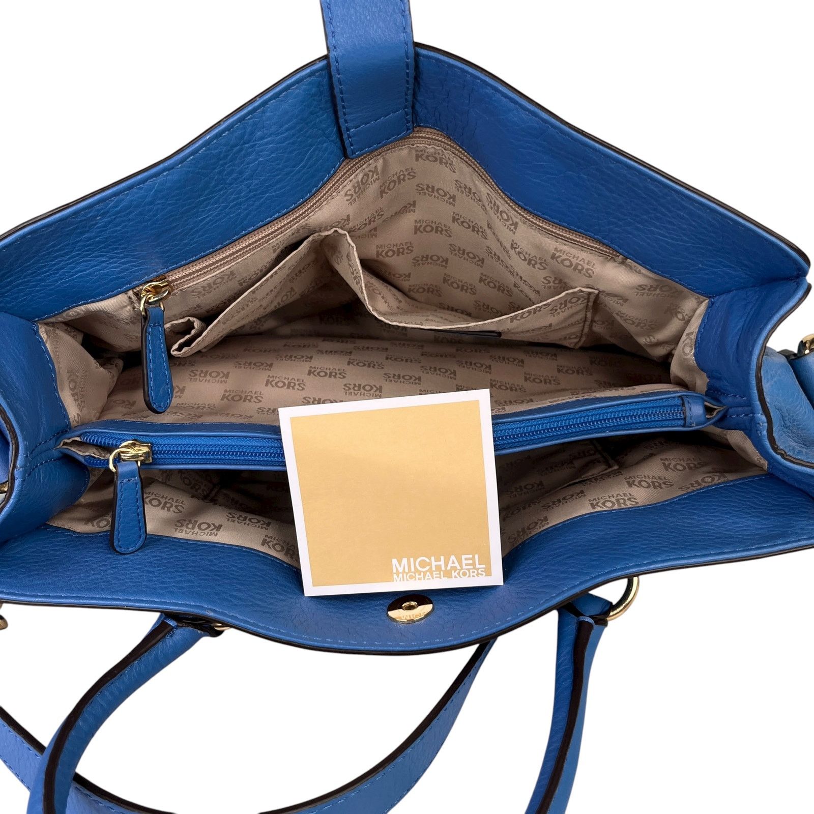 Michael Kors Michael Kors Hamilton Leather Bag Heritage Blue Gold NWOT Size ONE SIZE - 16 Thumbnail