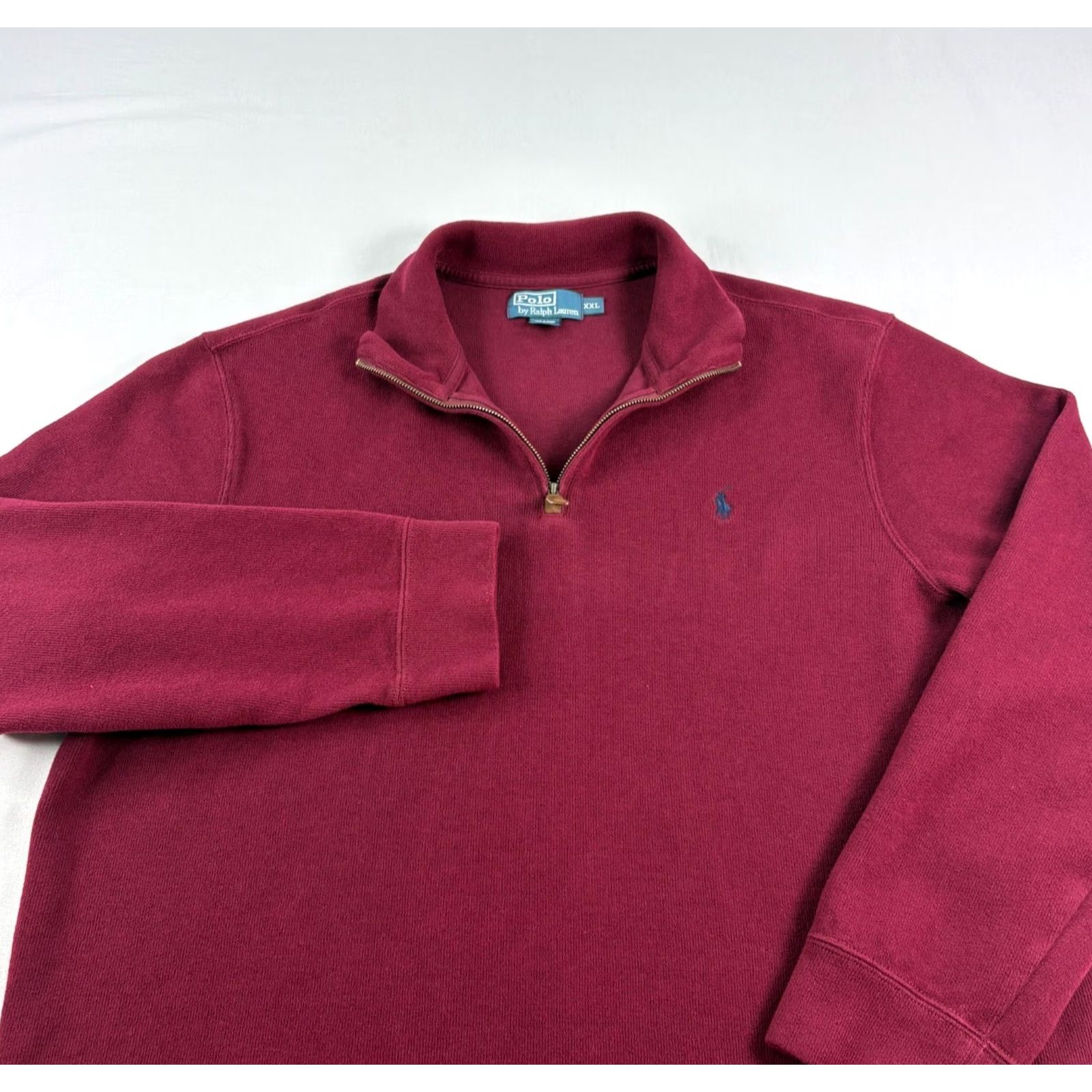 Polo Ralph Lauren Polo Ralph Lauren Sweater Mens 2XL Red 1/4 Zip Pullover Cotton Preppy Casual Knit Pullover Mock Neck Cardigan Style for Men Size US XXL / EU 58 / 5 - 2 Thumbnail