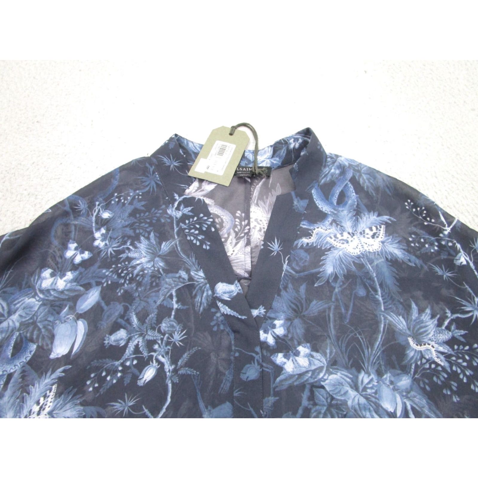 Allsaints AllSaints Shirt Womens M AllOver Flora Sheer Chiffon V-Neck Blue long Sleeve Blouse M Women Size M / US 6-8 / IT 42-44 - 3 Thumbnail