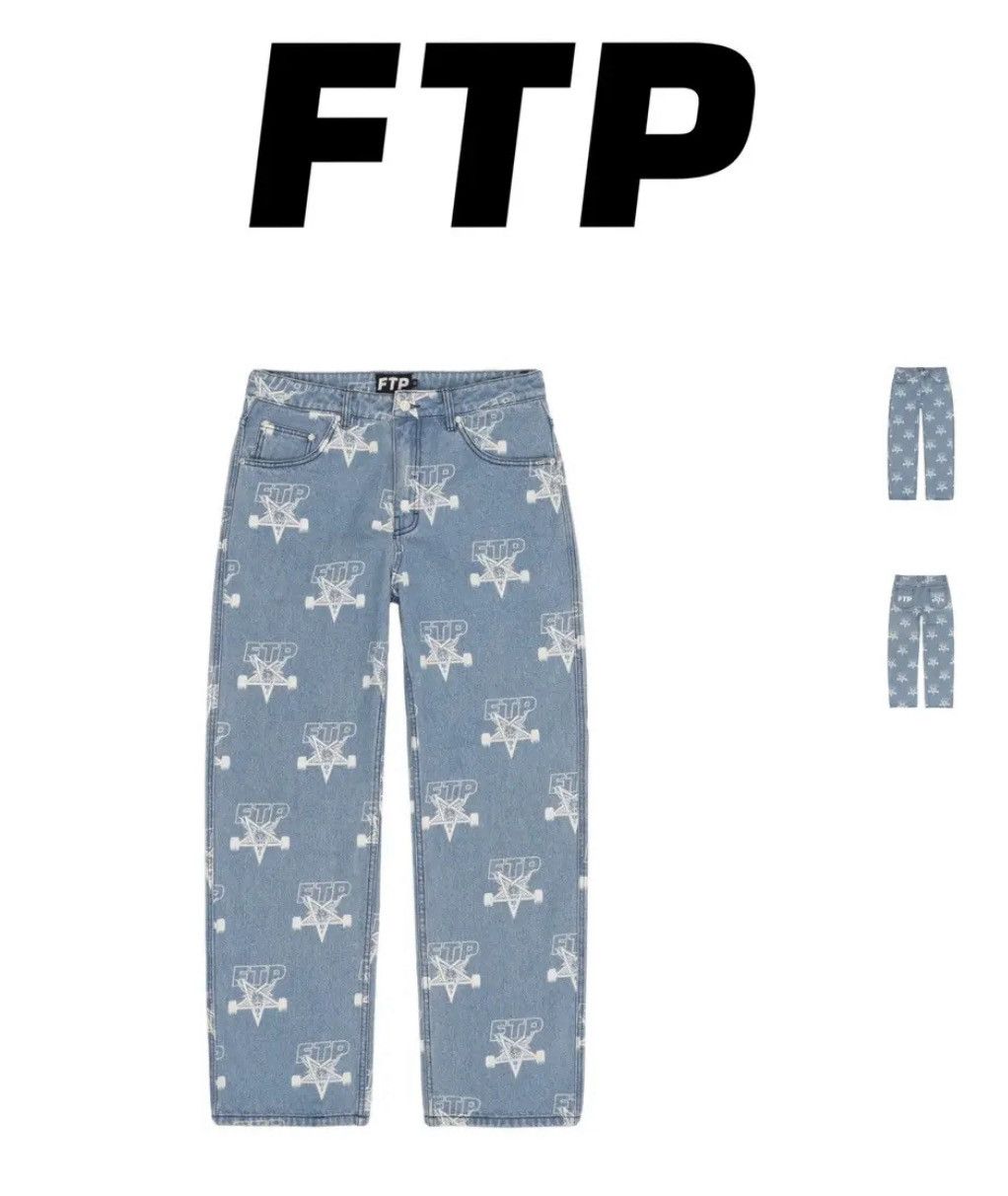 Fuck The Population FTP Thrasher light blue denim (34) tts Size US 34 / EU 50 - 4 Thumbnail