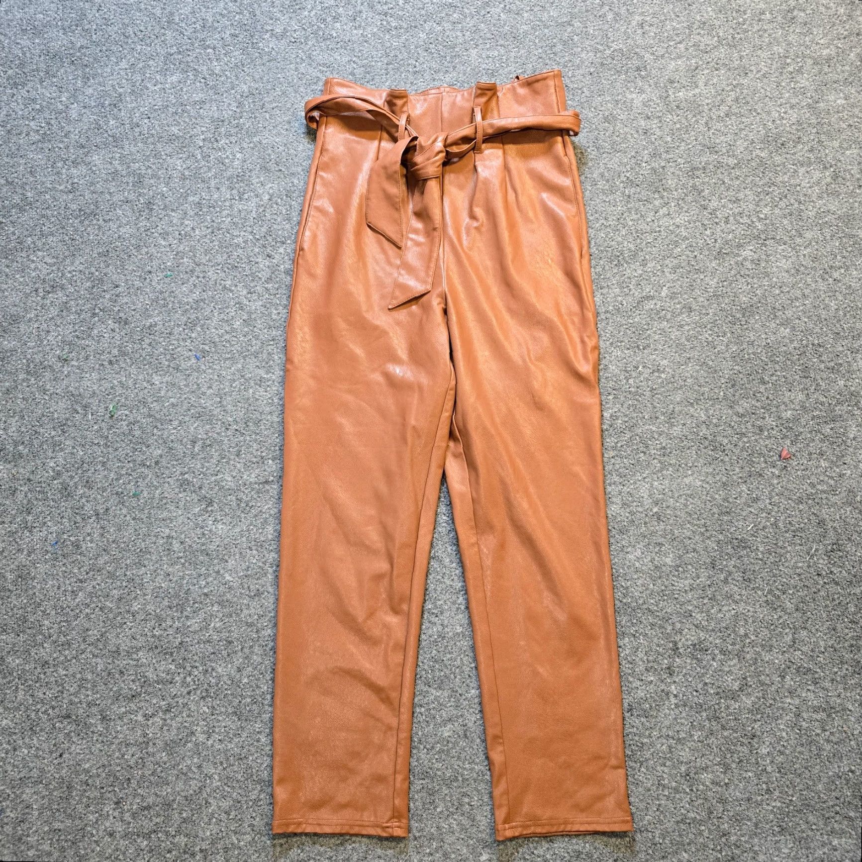 Commando Commando Pants Women XS Brown Faux Leather Belted High Waist Taper Capsule Size 26" / US 2 / IT 38 - 2 Thumbnail