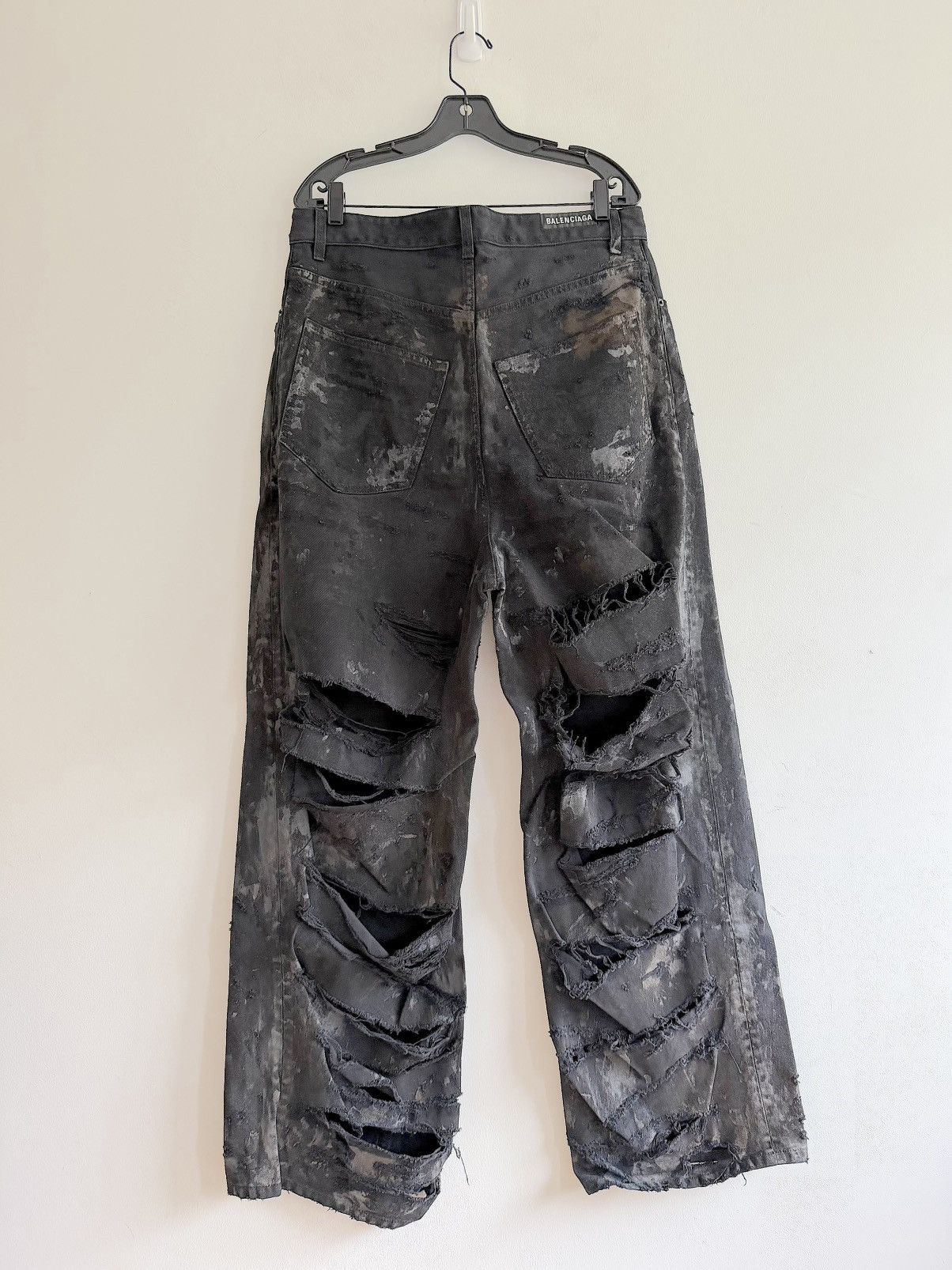 Balenciaga New Mud Show Super Destroyed Black Denim Jeans (M) Size US 34 / EU 50 - 1 Thumbnail