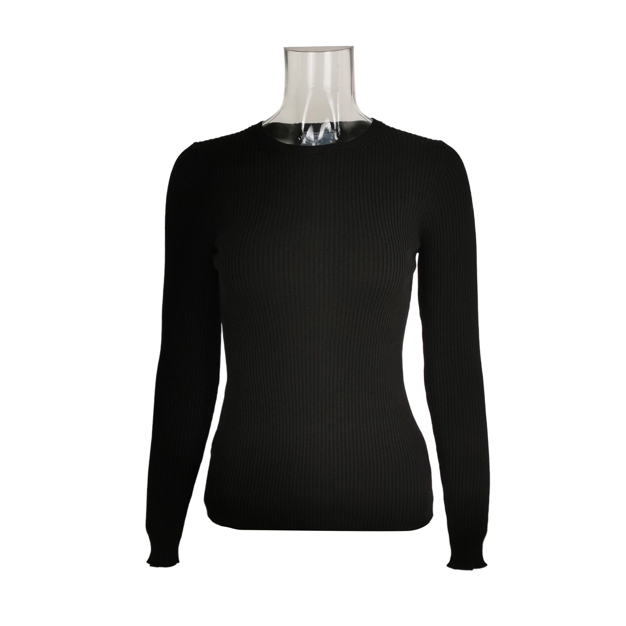 Prada Ribbed Black Knit Top for Women 0089