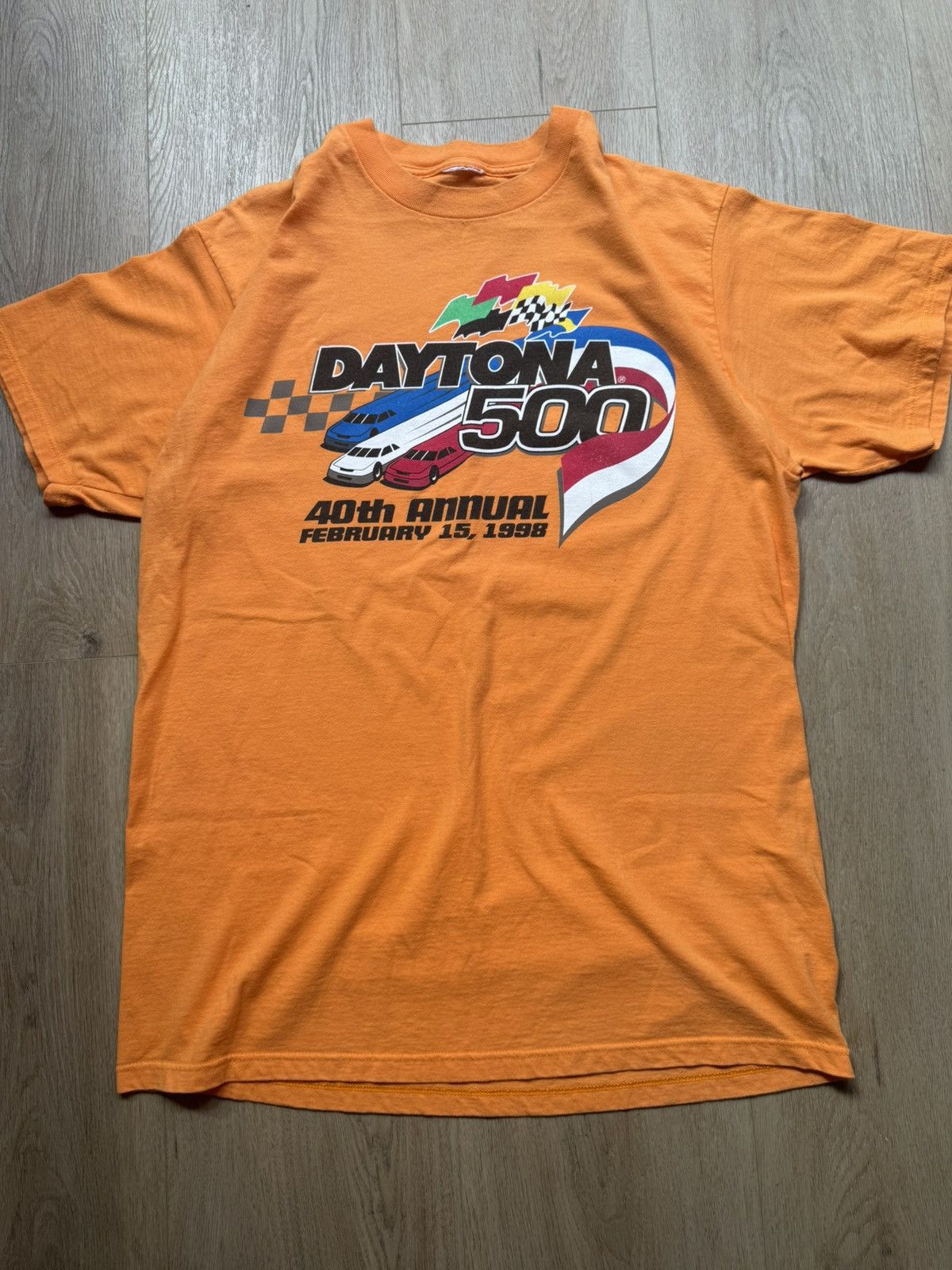 NASCAR 1998 Vintage Orange Daytona 500 Anniversary NASCAR tee Size US XL / EU 56 / 4 - 1 Thumbnail