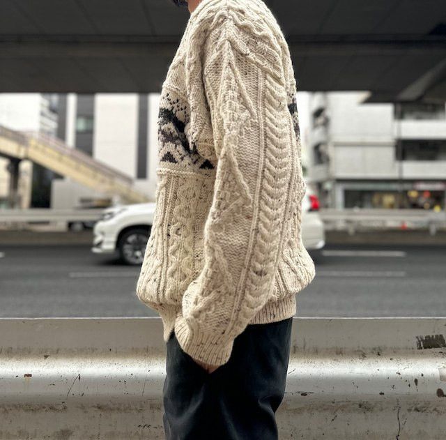 Aran Crafts × Barbour 80s Wool Sweater Aran Crafts Fisherman Cable Knitwear Size US L / EU 52-54 / 3 - 8 Thumbnail